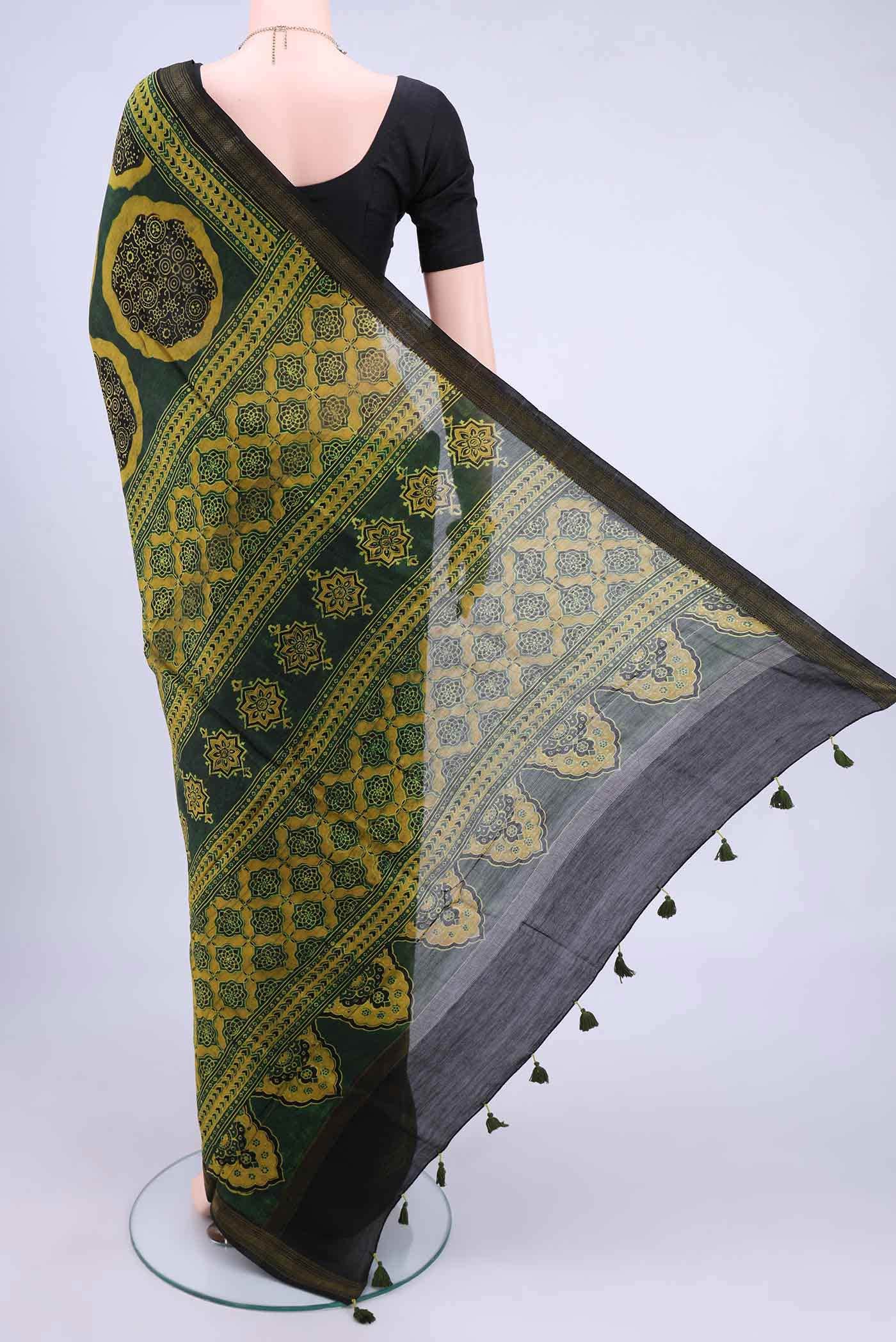 Green Chanderi Silk Cotton Saree