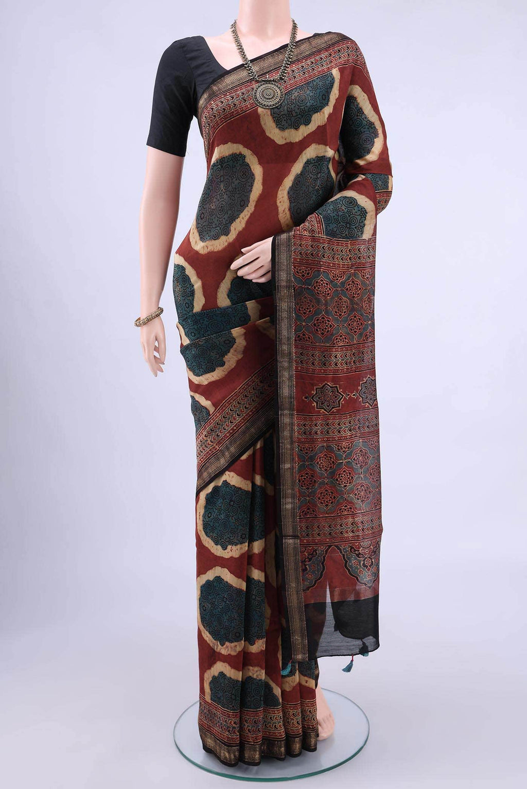 Maroon Chanderi Silk Cotton Saree