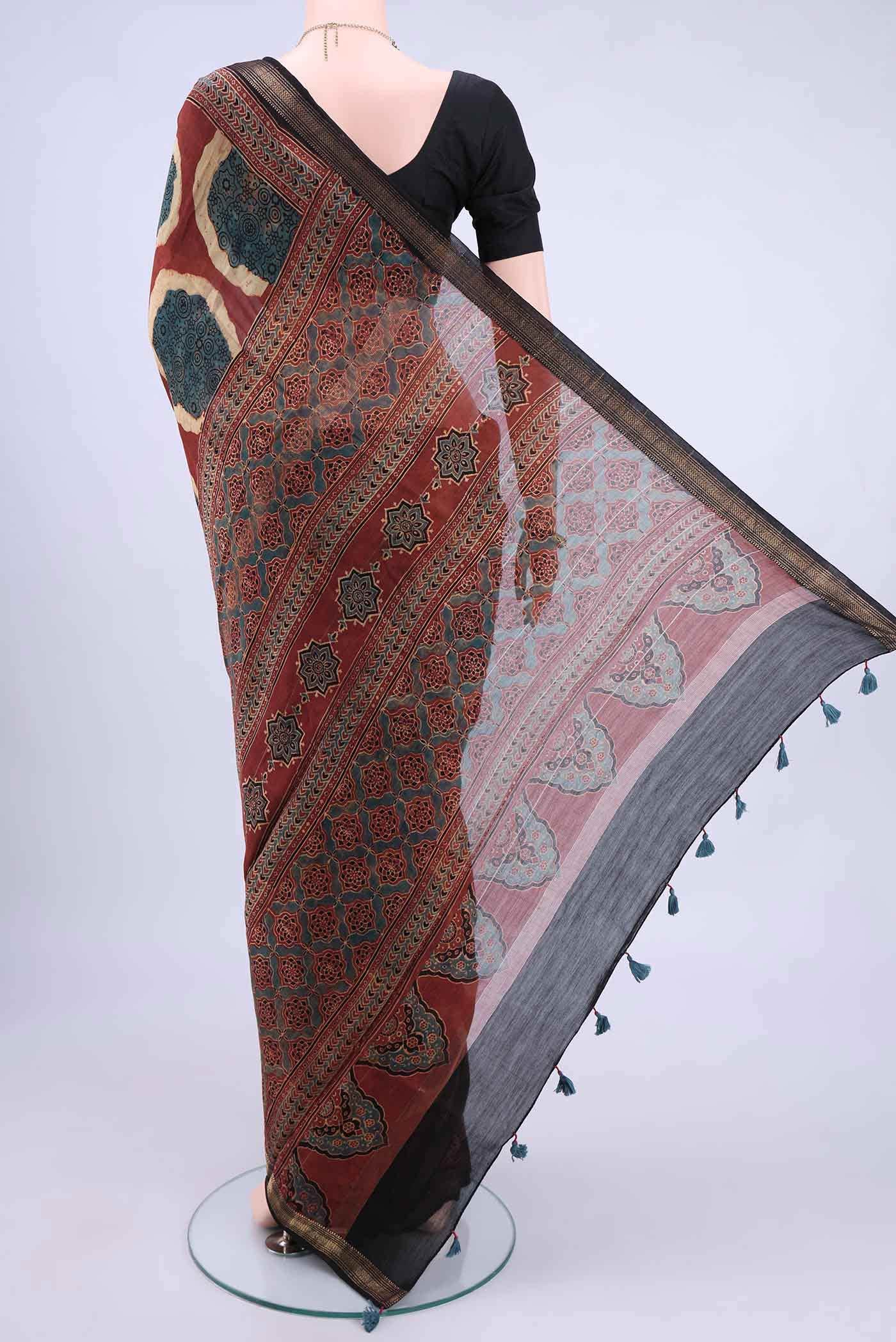 Maroon Chanderi Silk Cotton Saree