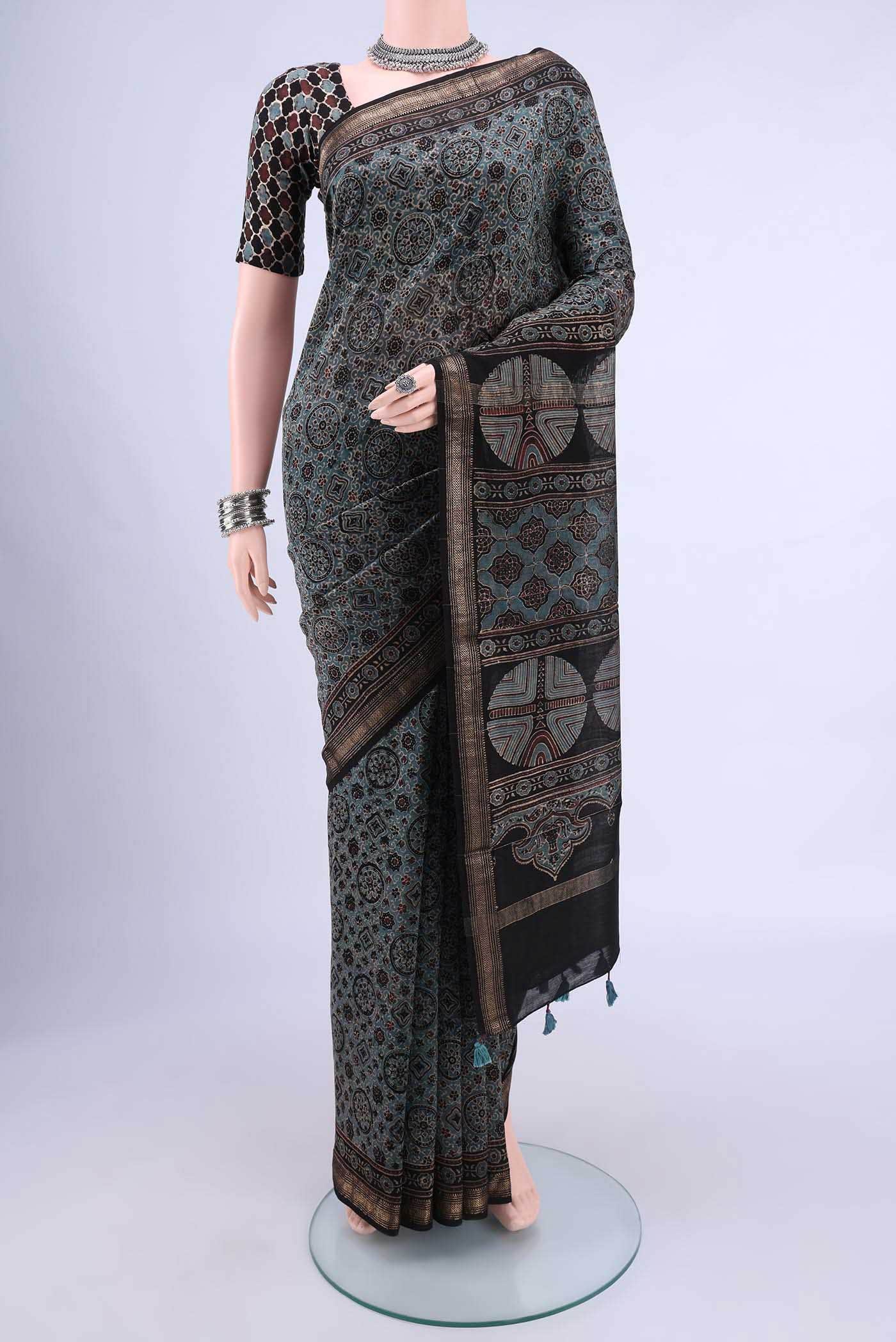 Blue Chanderi Silk Cotton Saree