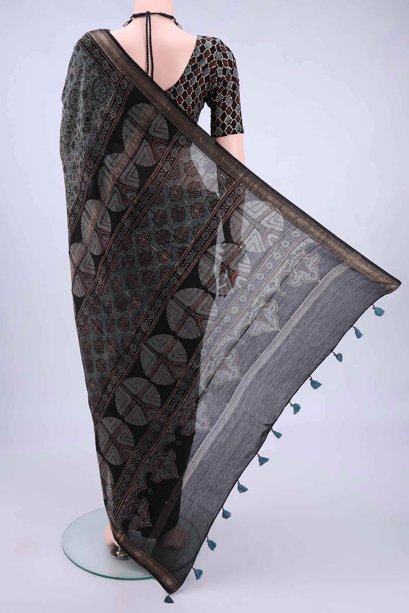 Blue Chanderi Silk Cotton Saree