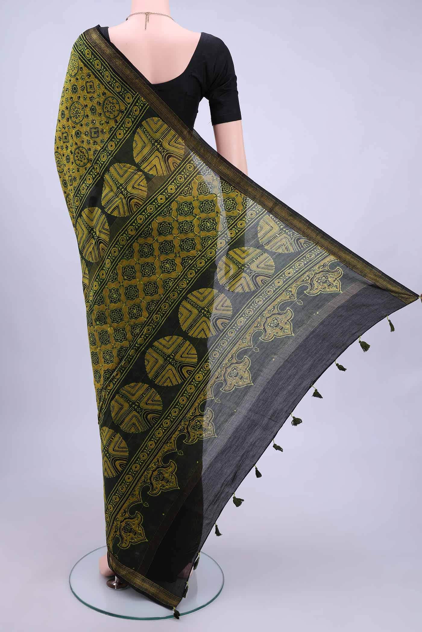 Green Chanderi Silk Cotton Saree