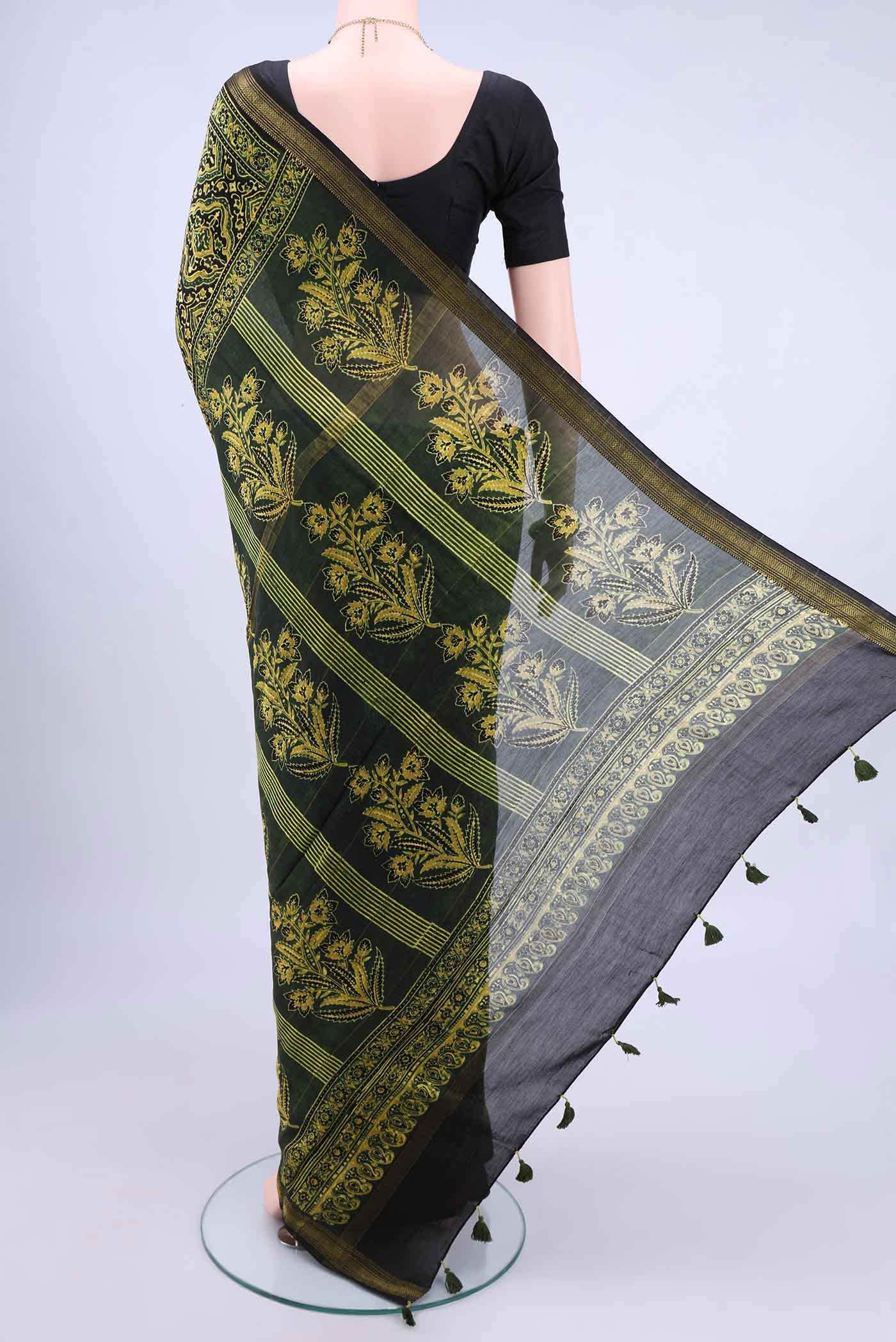 Green Chanderi Silk Cotton Saree