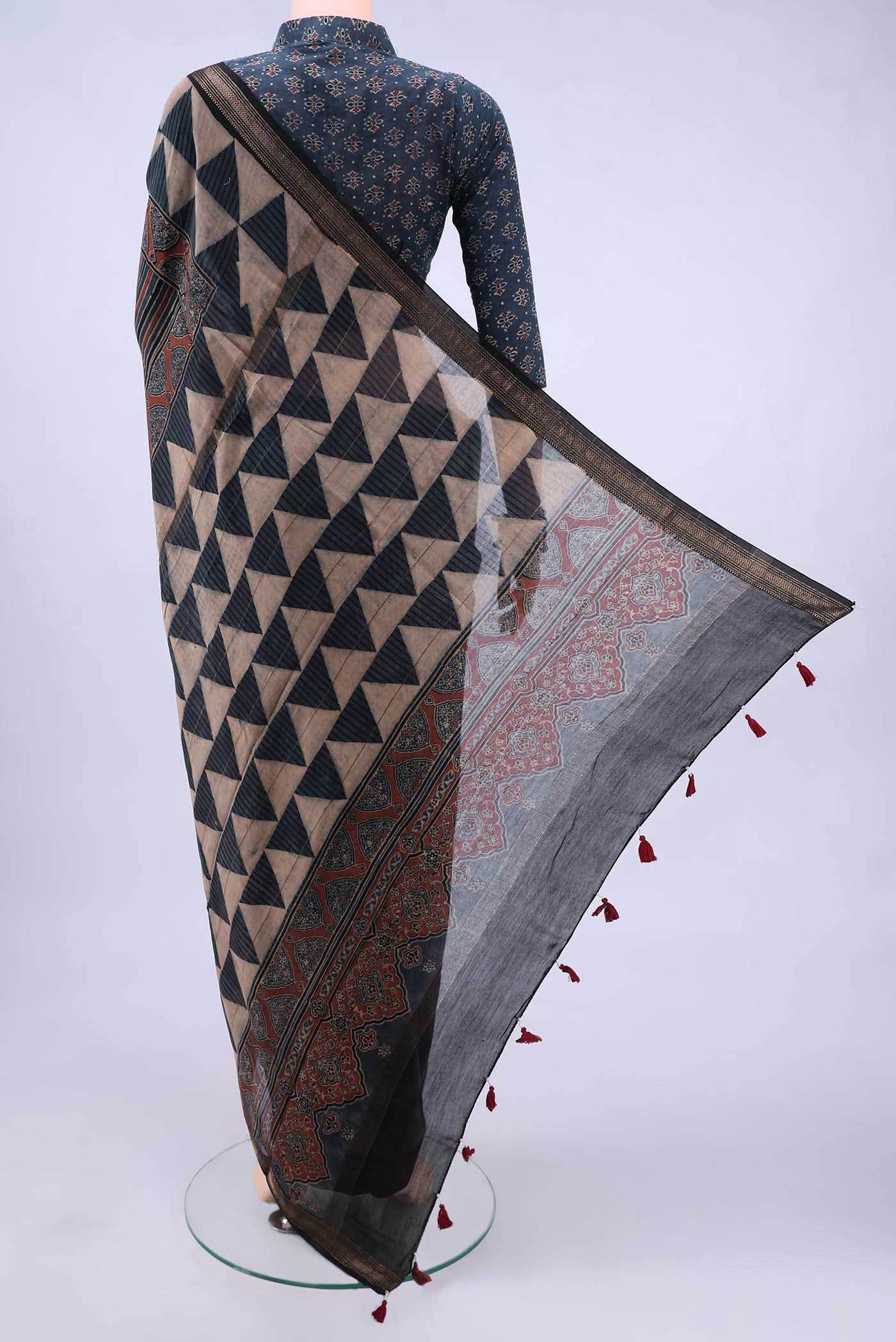 Blue Chanderi Silk Cotton Saree