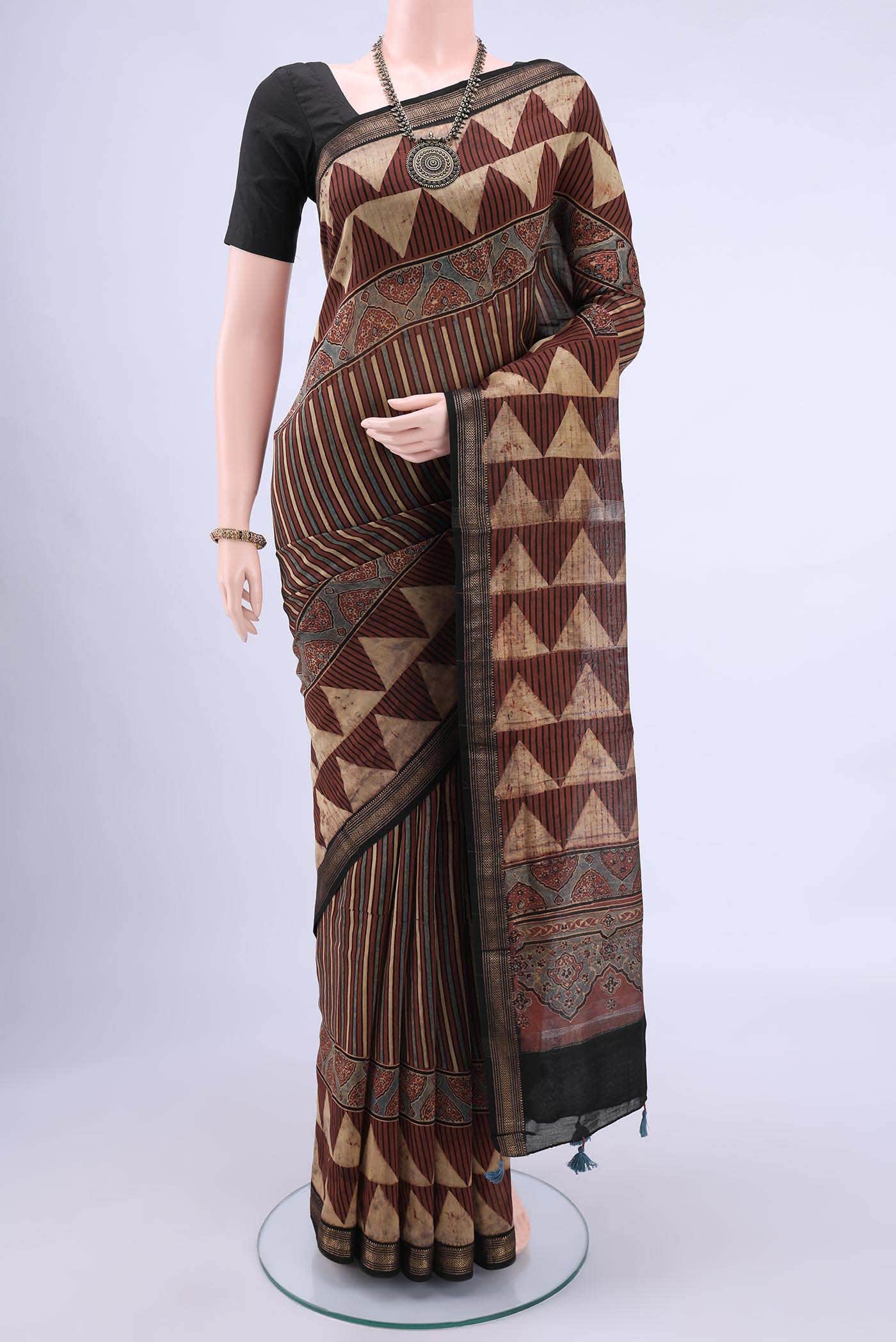 Maroon Chanderi Silk Cotton Saree