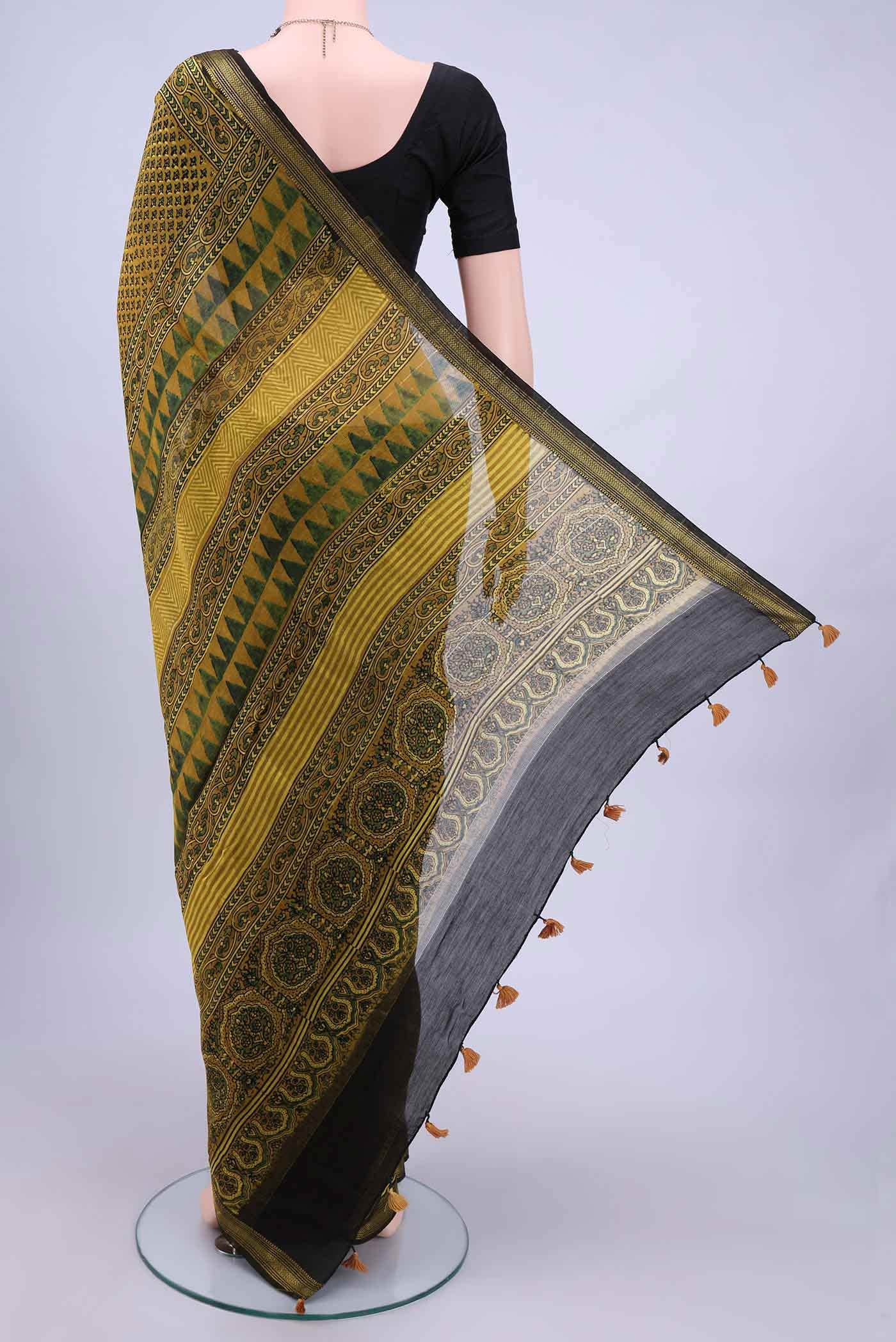 Mustard Chanderi Silk Cotton Saree