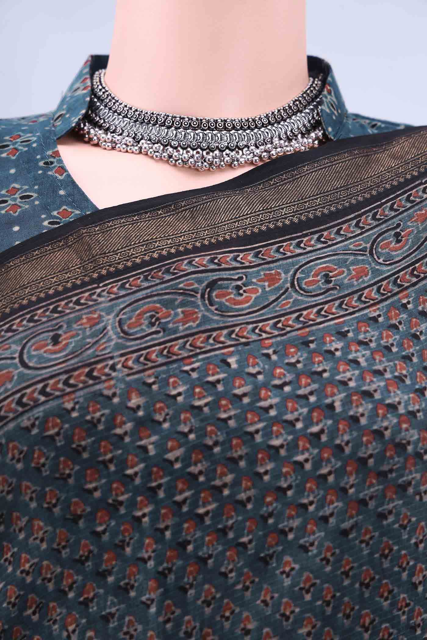 Blue Chanderi Silk Cotton Saree