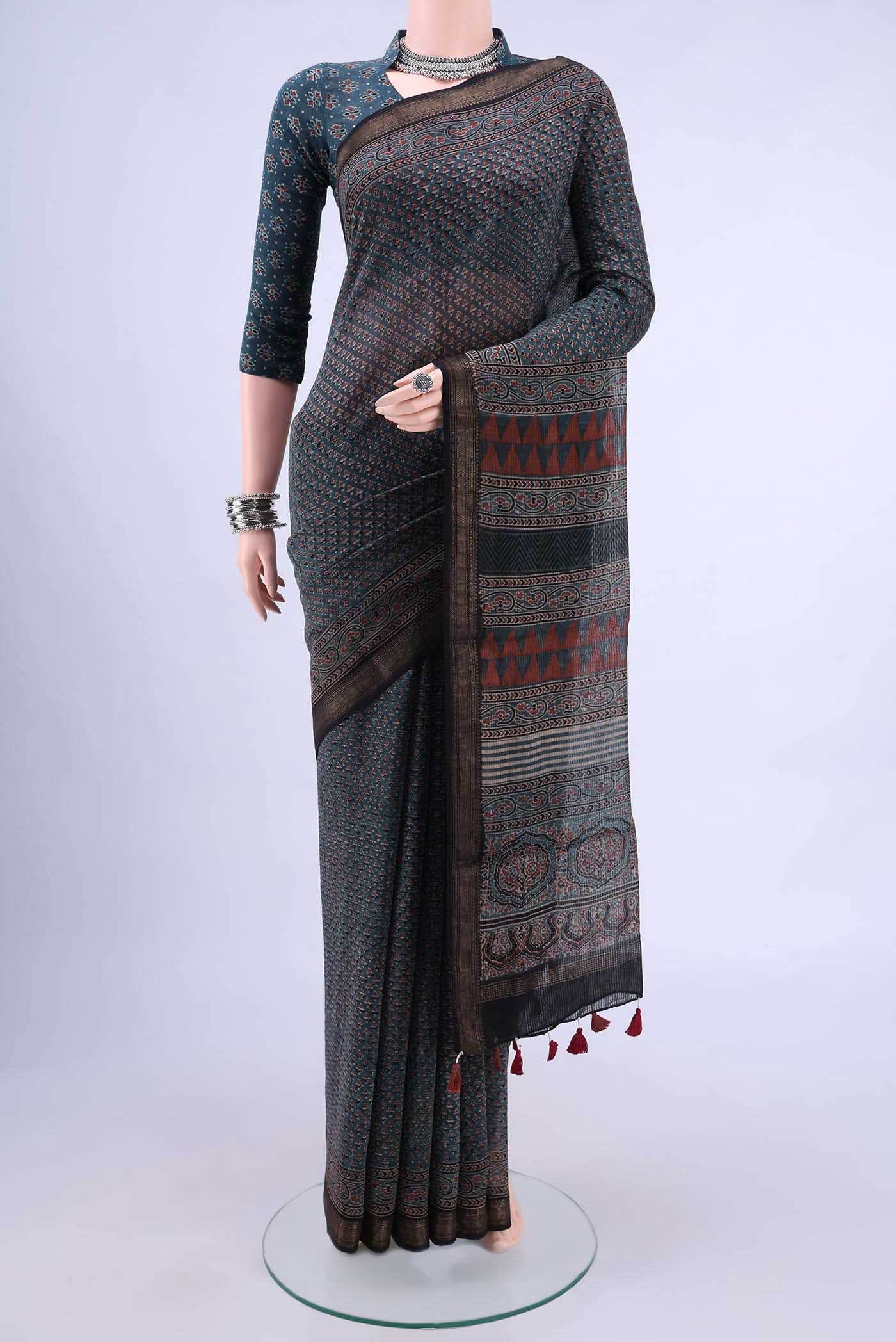 Blue Chanderi Silk Cotton Saree