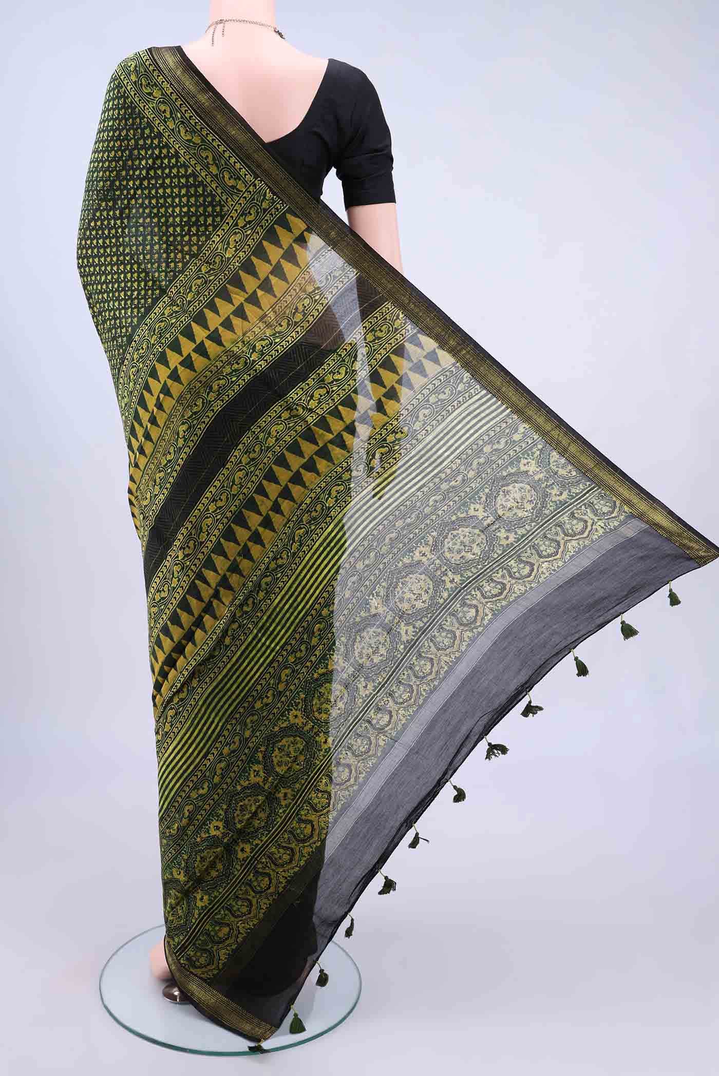 Green Chanderi Silk Cotton Saree