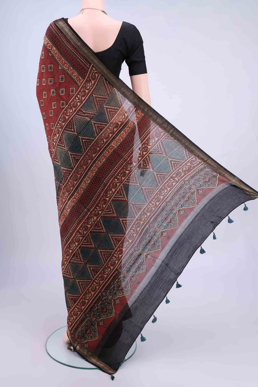 Maroon Chanderi Silk Cotton Saree