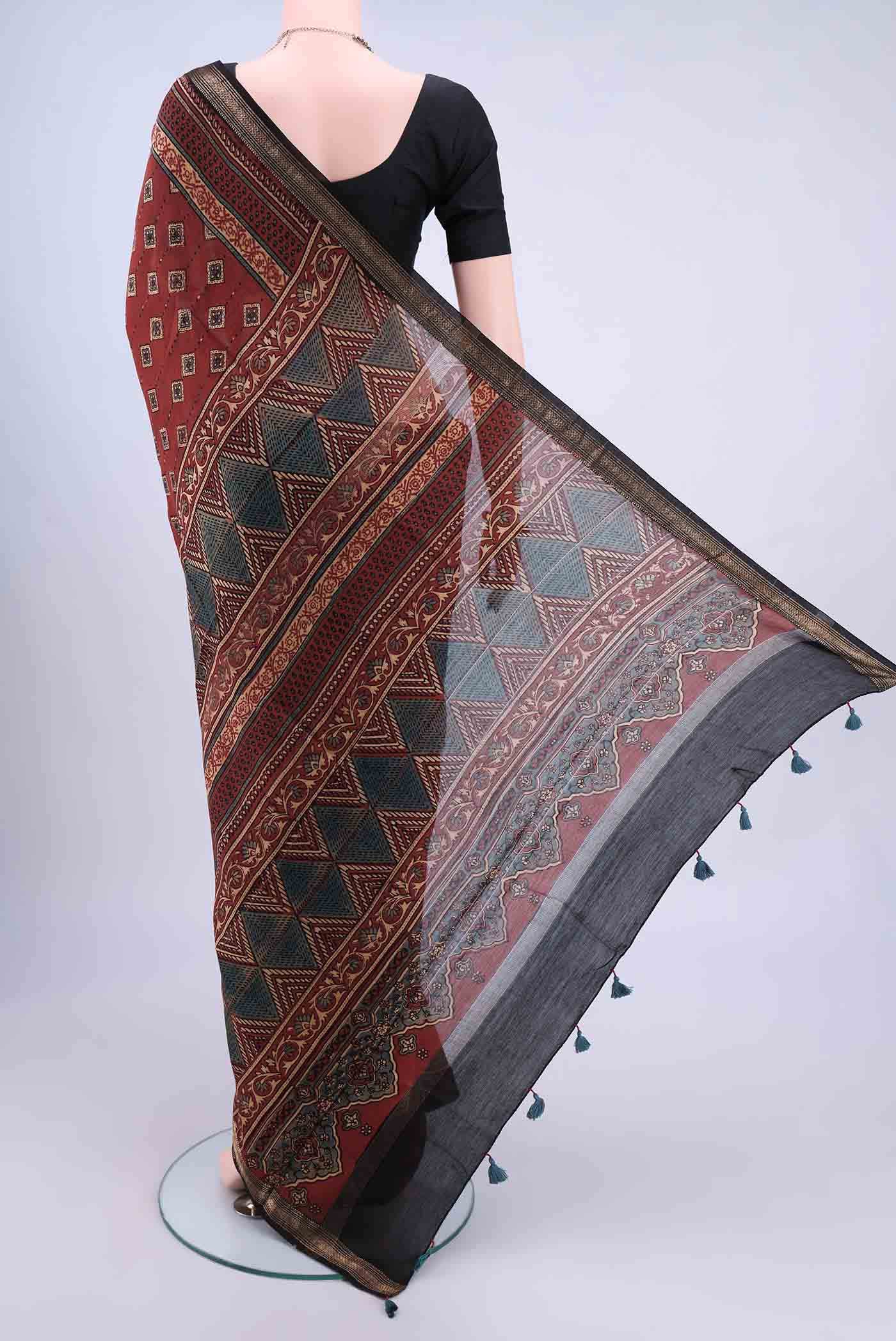 Maroon Chanderi Silk Cotton Saree