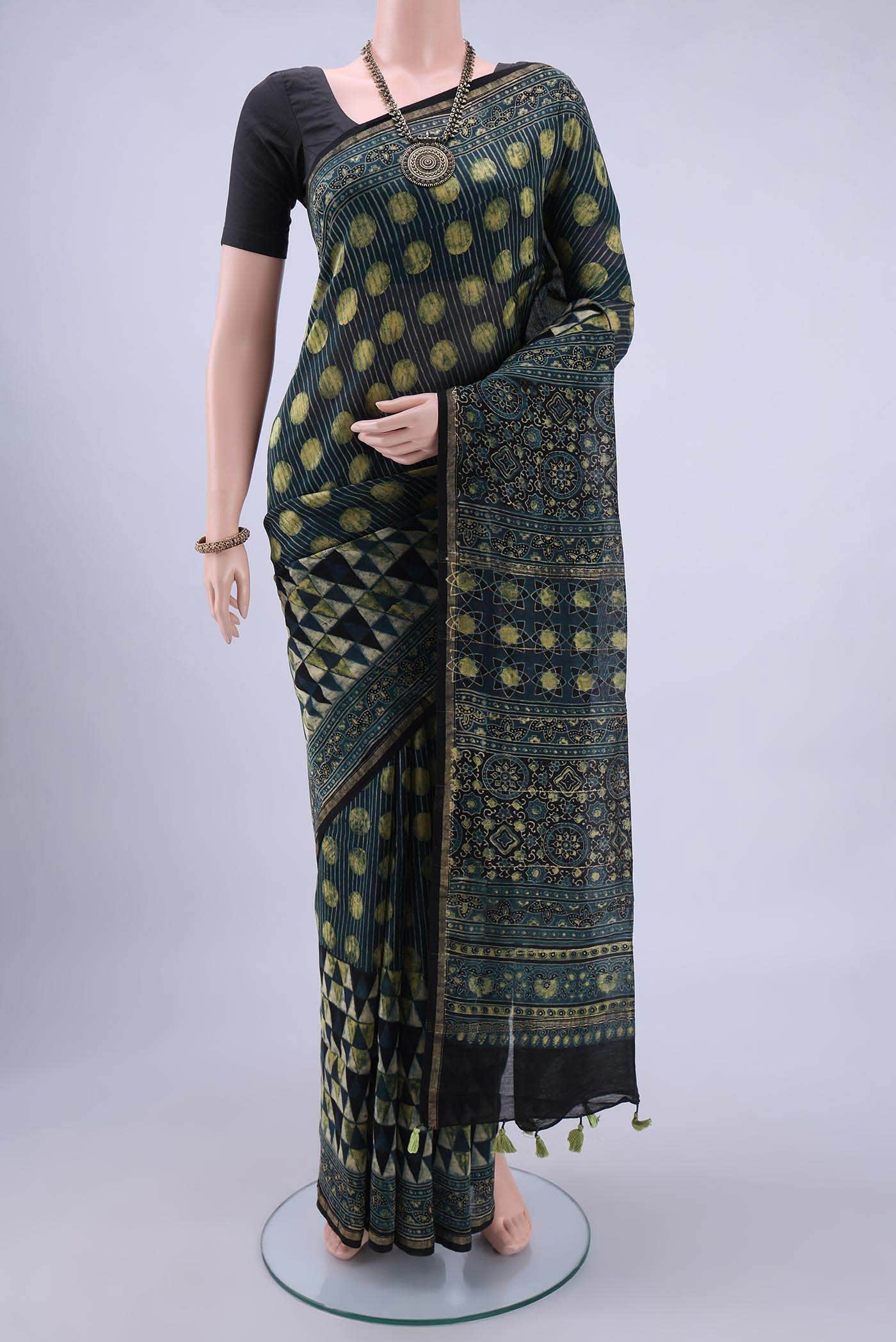 Blue Chanderi Silk Cotton Saree