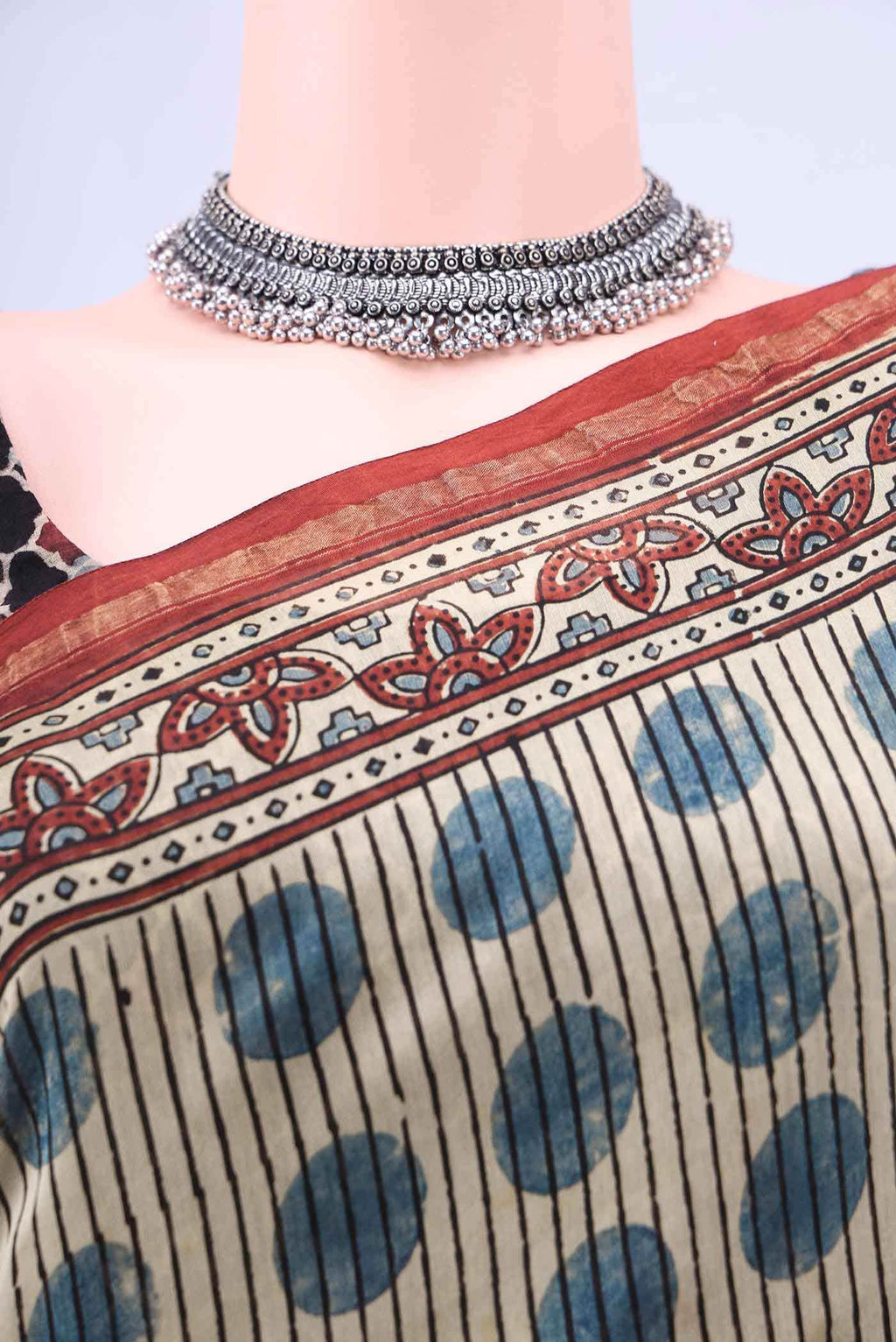 Beige Chanderi Silk Cotton Saree