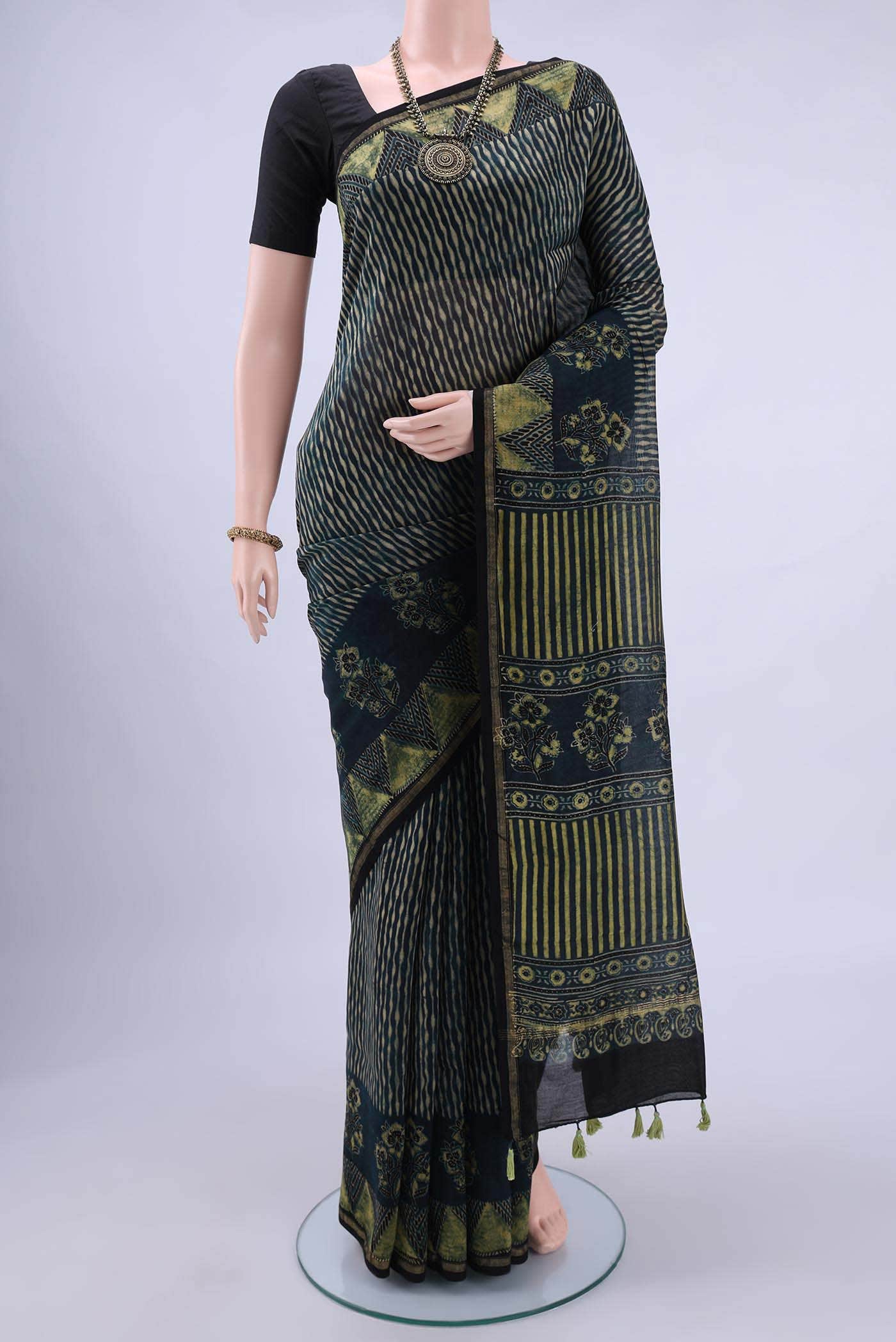 Blue Chanderi Silk Cotton Saree