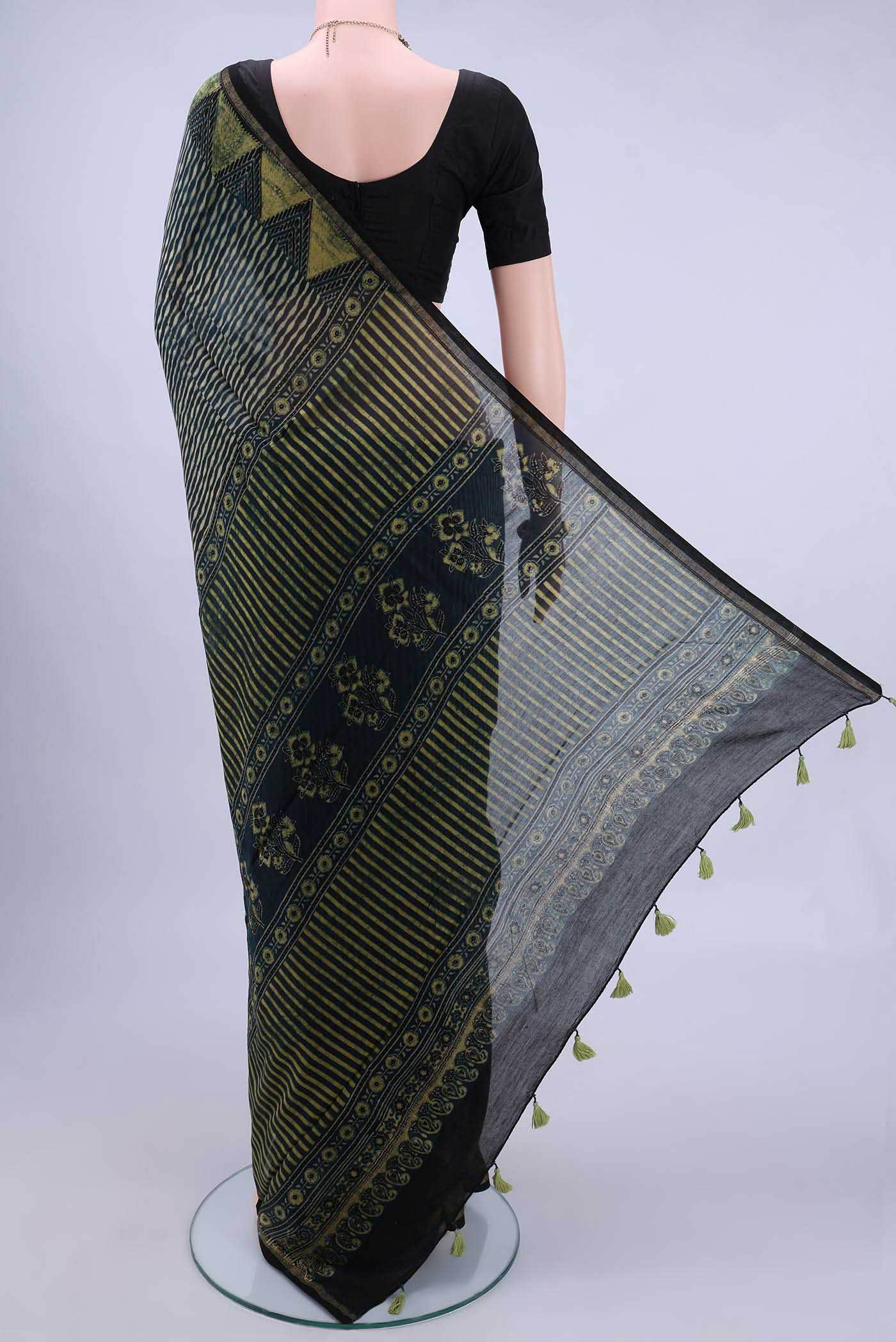 Blue Chanderi Silk Cotton Saree