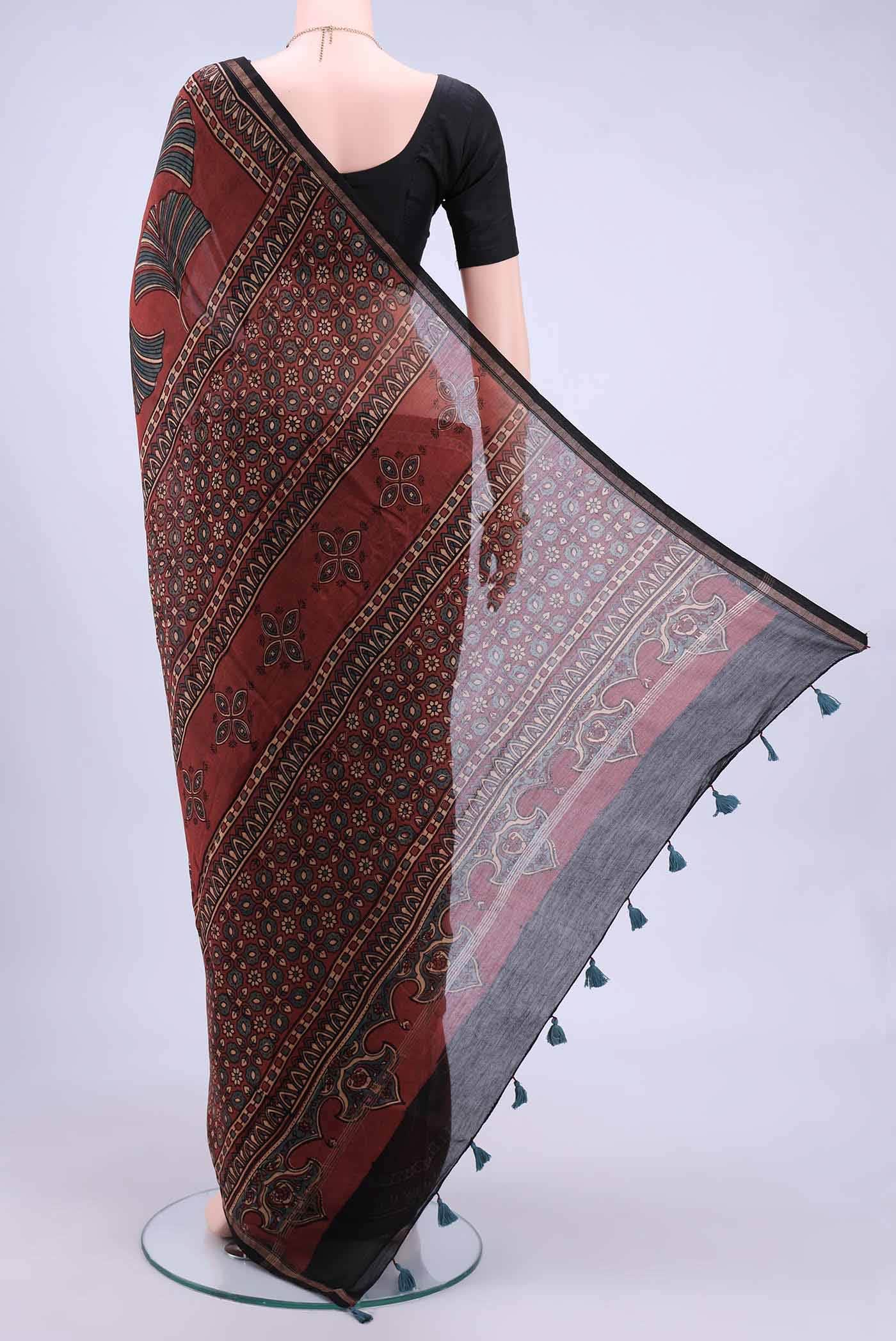 Maroon Chanderi Silk Cotton Saree