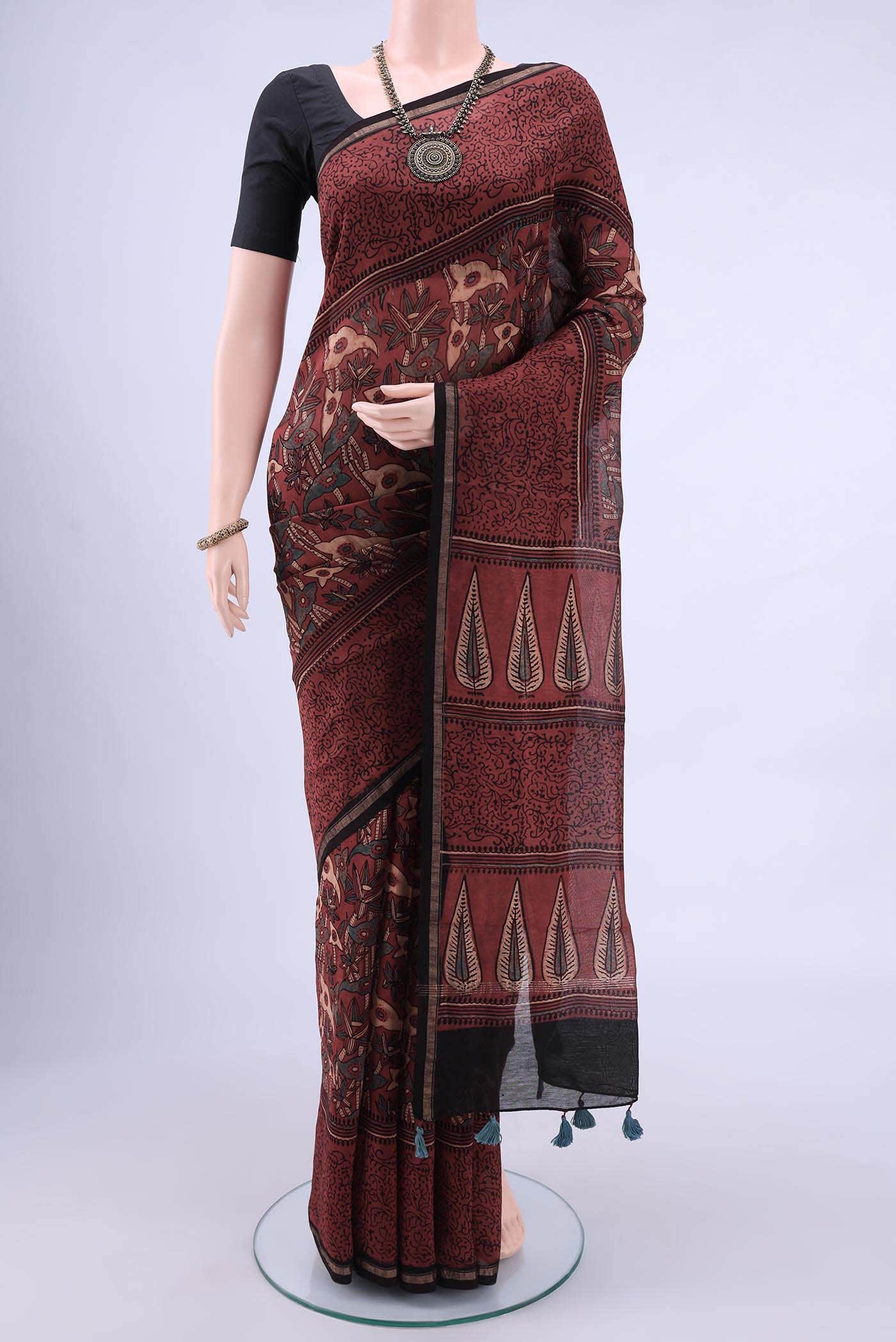 Maroon Chanderi Silk Cotton Saree