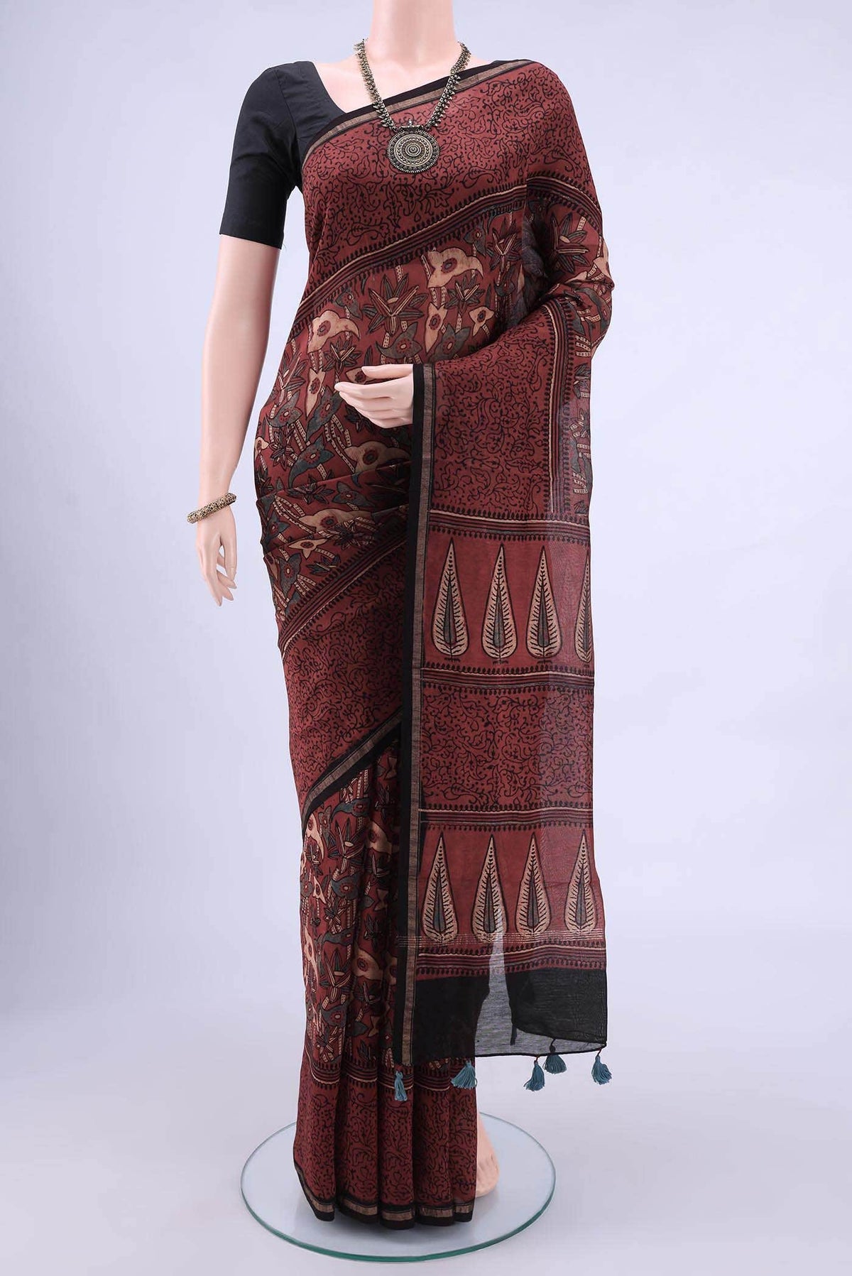 Maroon Chanderi Silk Cotton Saree