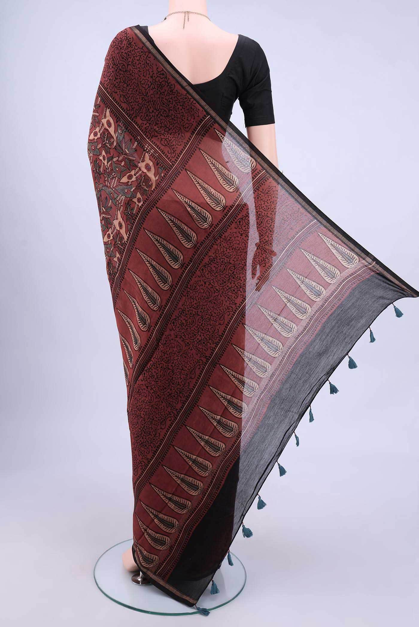 Maroon Chanderi Silk Cotton Saree