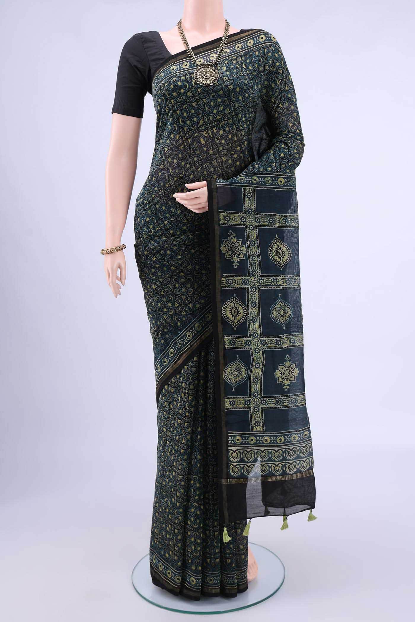 Blue Chanderi Silk Cotton Saree
