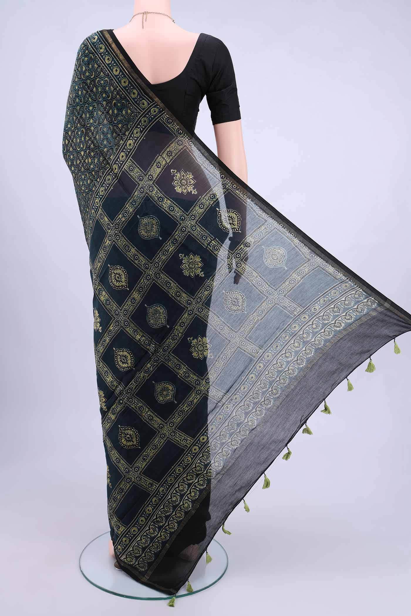 Blue Chanderi Silk Cotton Saree