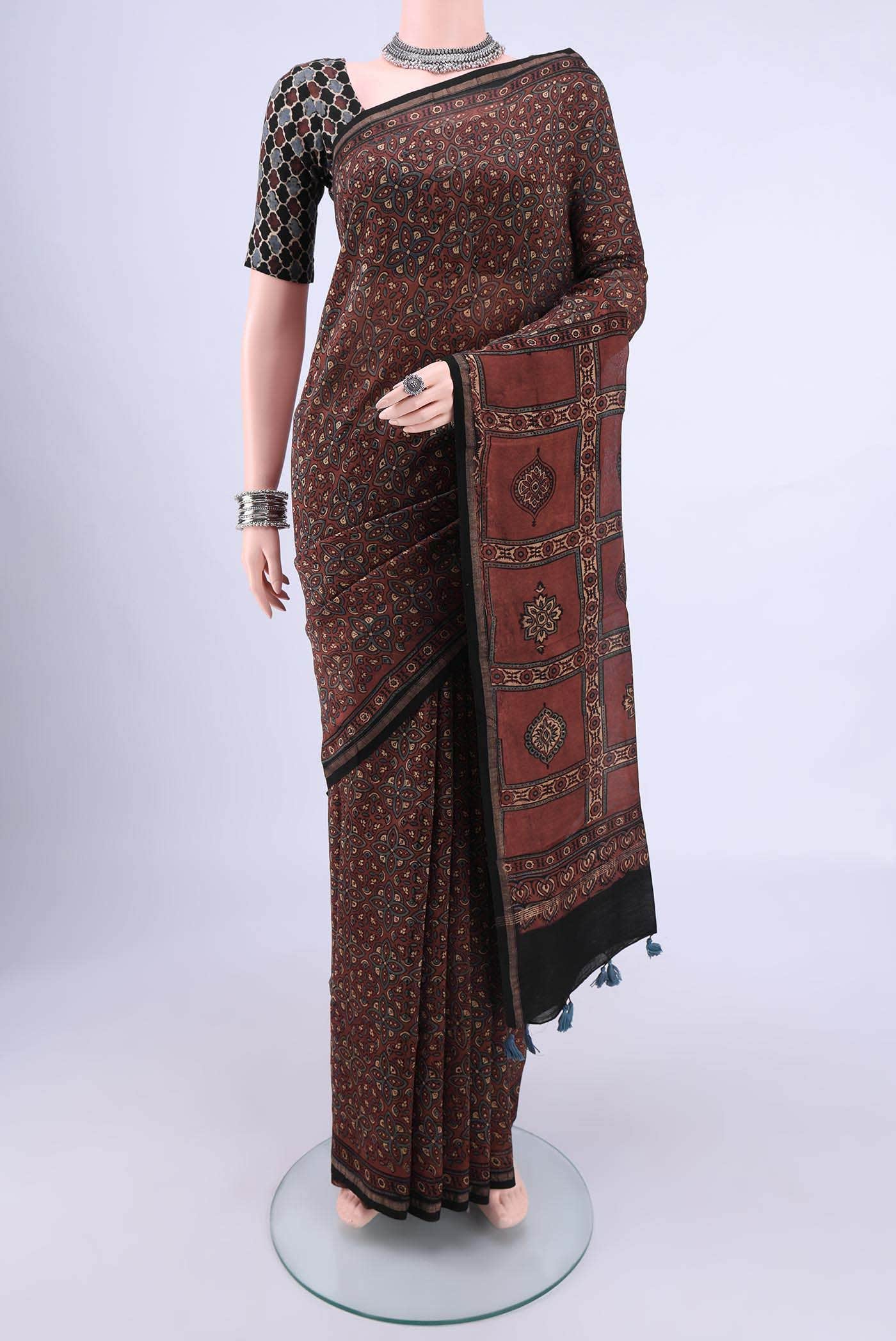 Maroon Chanderi Silk Cotton Saree
