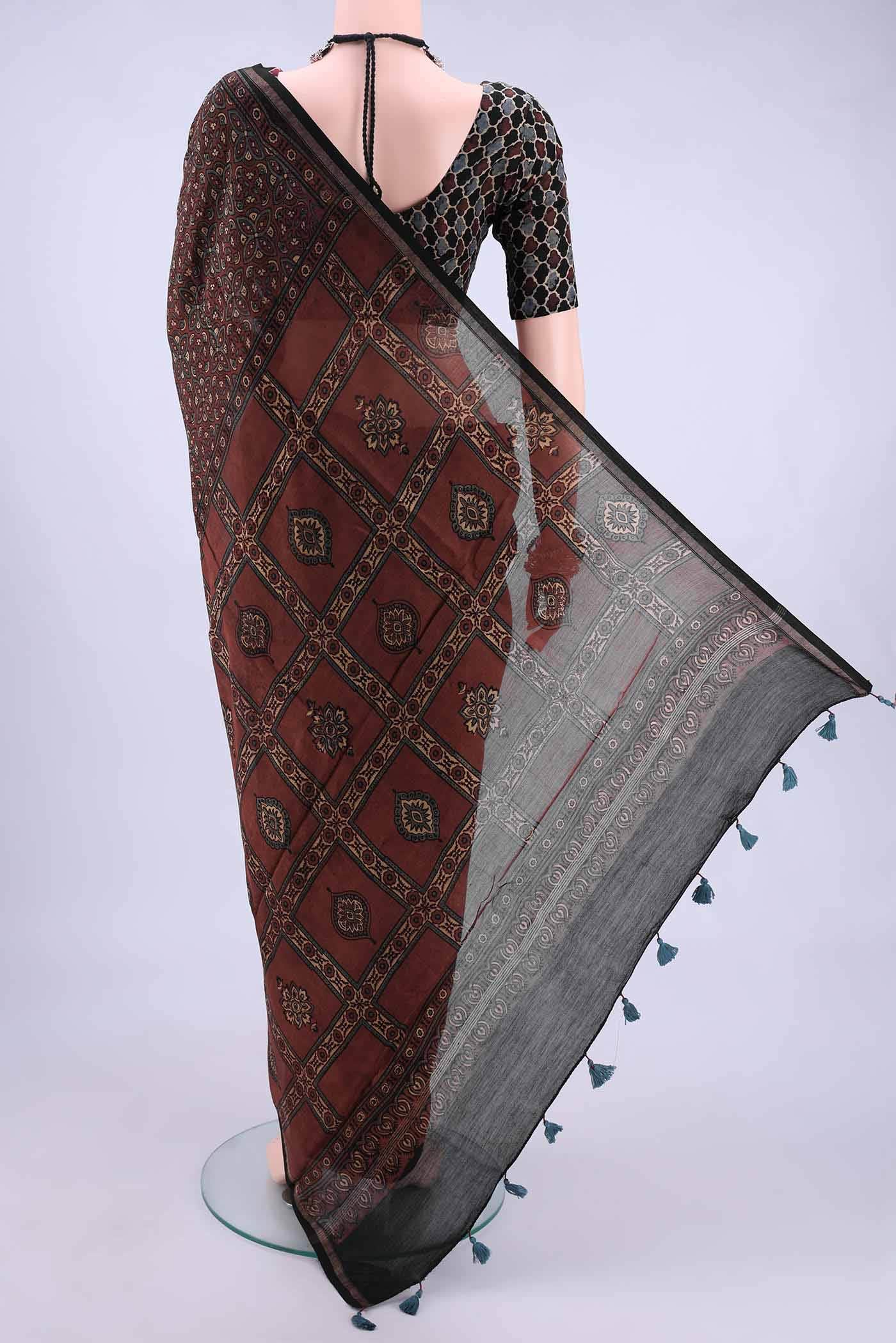 Maroon Chanderi Silk Cotton Saree