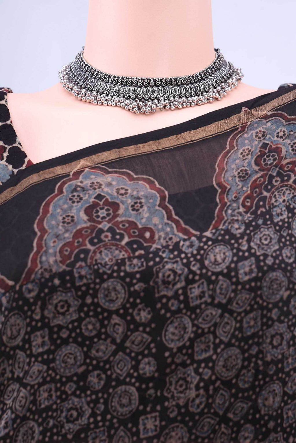 Black Chanderi Silk Cotton Saree