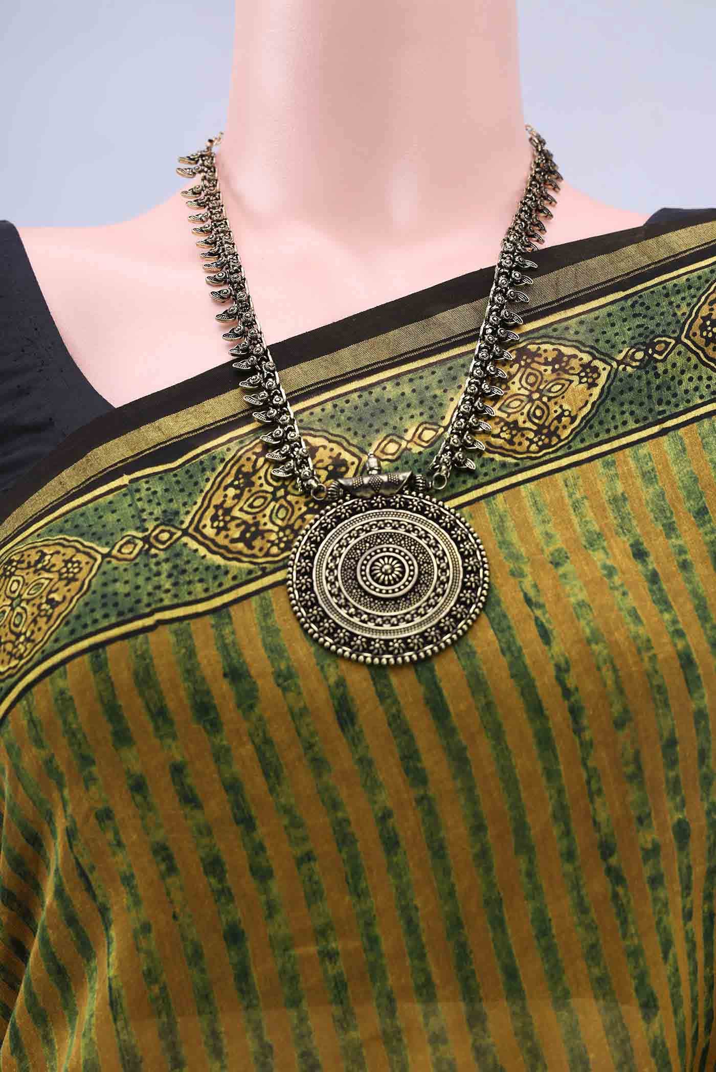 Mustard Chanderi Silk Cotton Saree