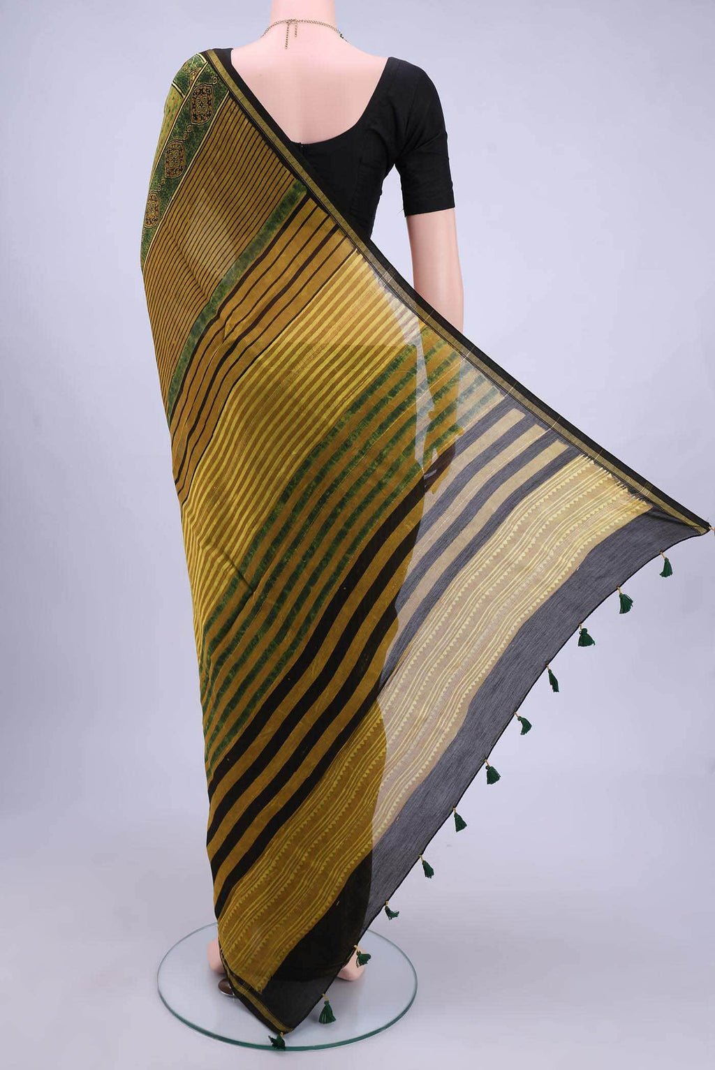 Mustard Chanderi Silk Cotton Saree