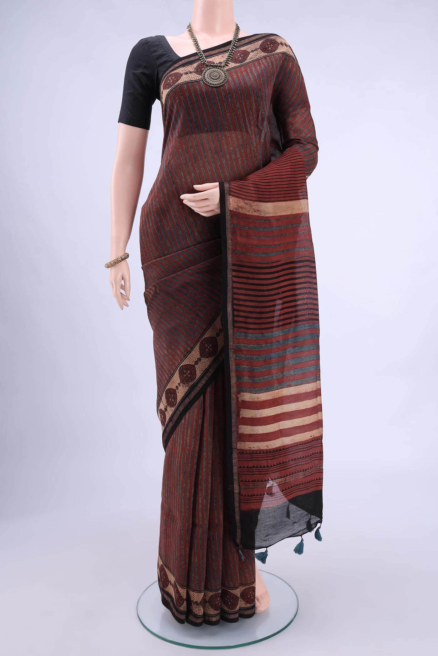 Maroon Chanderi Silk Cotton Saree