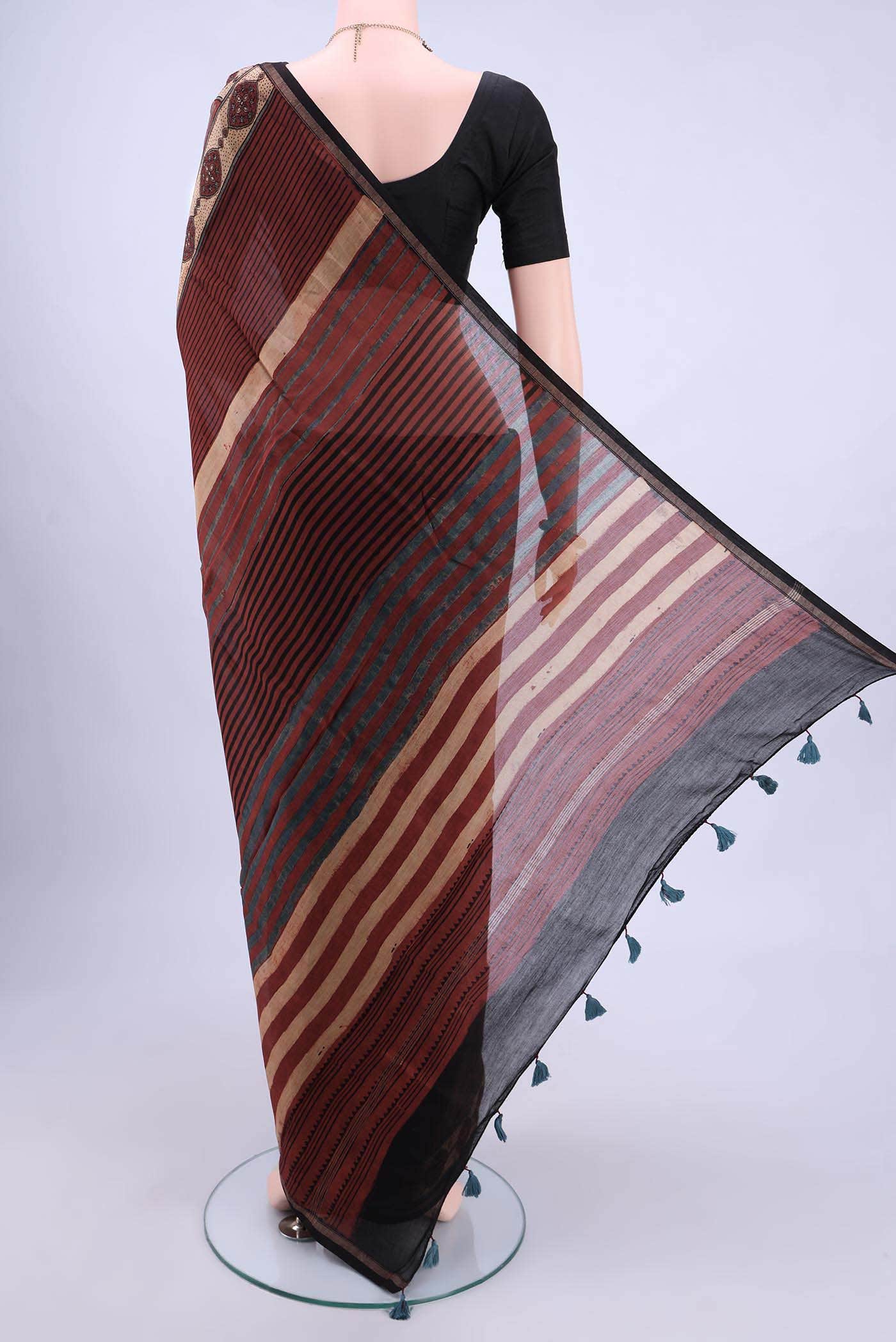 Maroon Chanderi Silk Cotton Saree