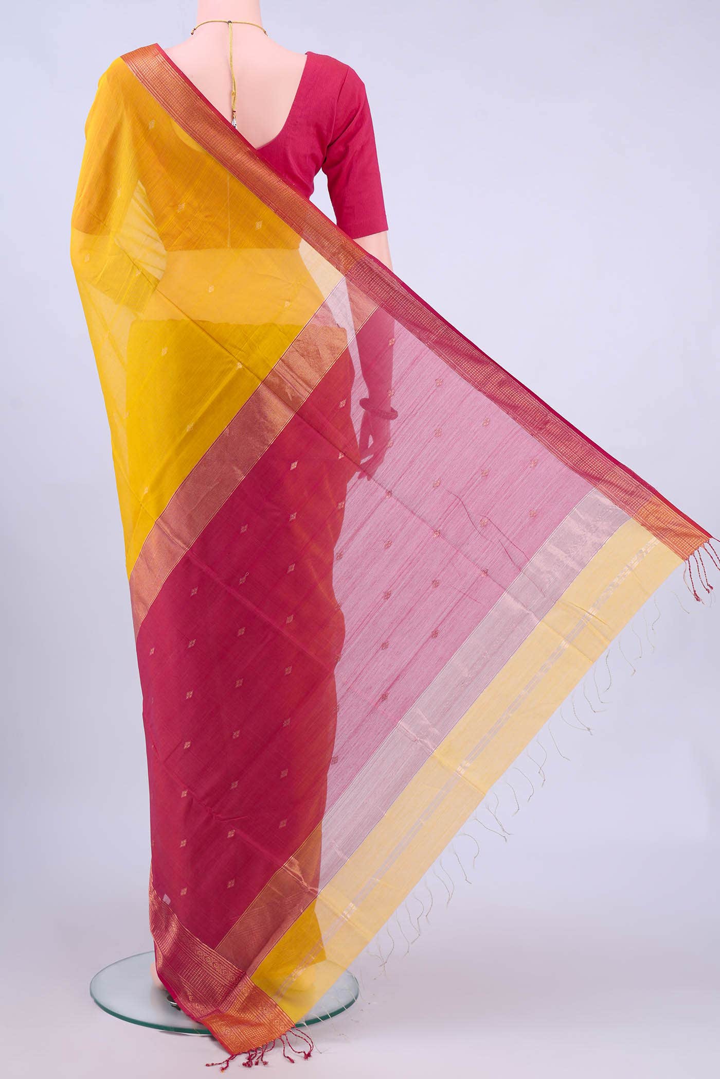 Mustard Maheshwari Silk Cotton Saree