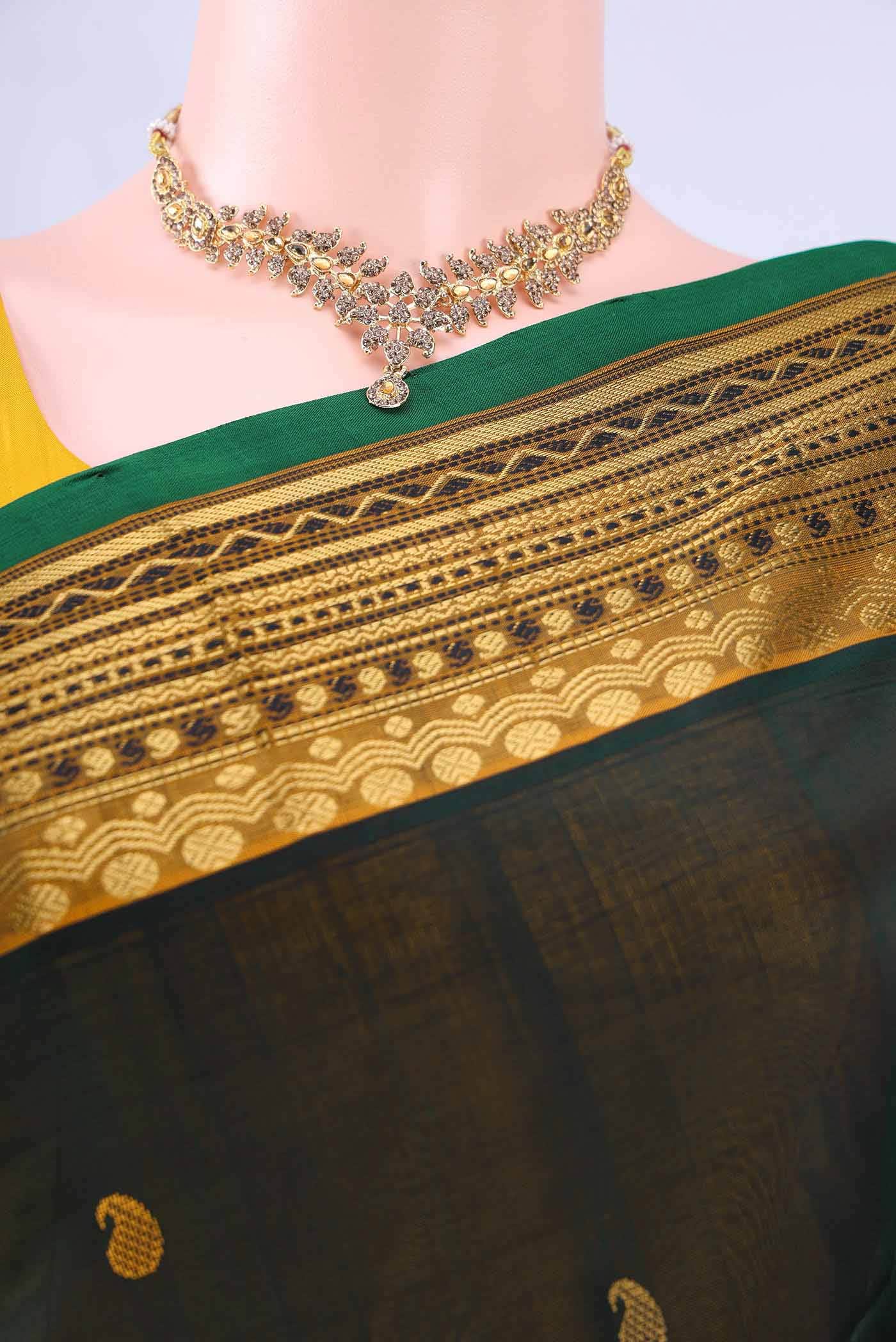 Bottle Green Silk Cotton Saree