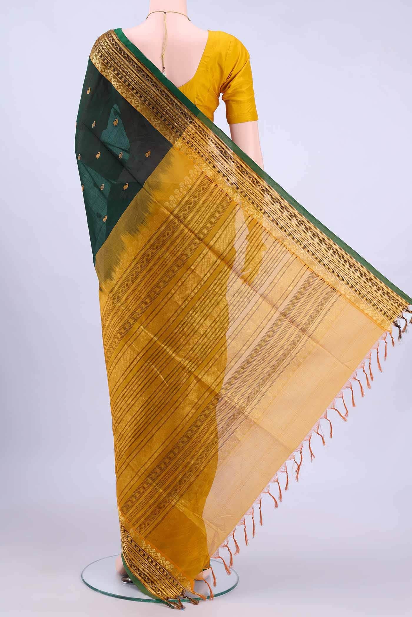 Bottle Green Silk Cotton Saree