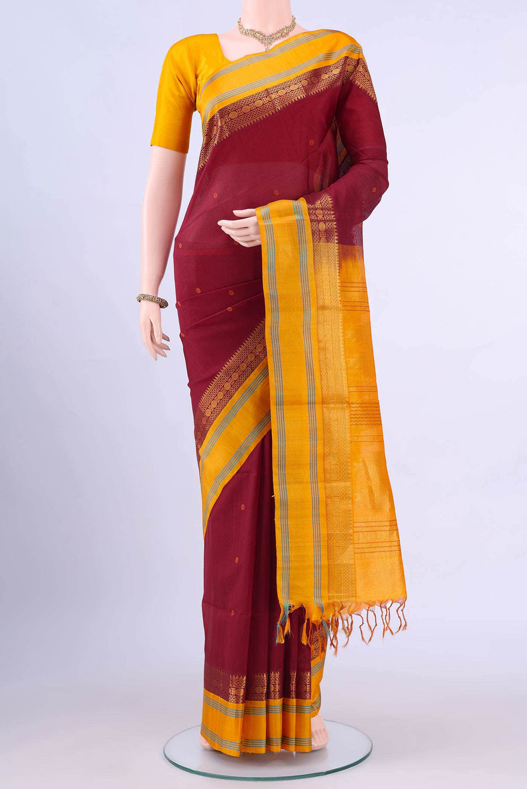 Maroon Silk Cotton Saree