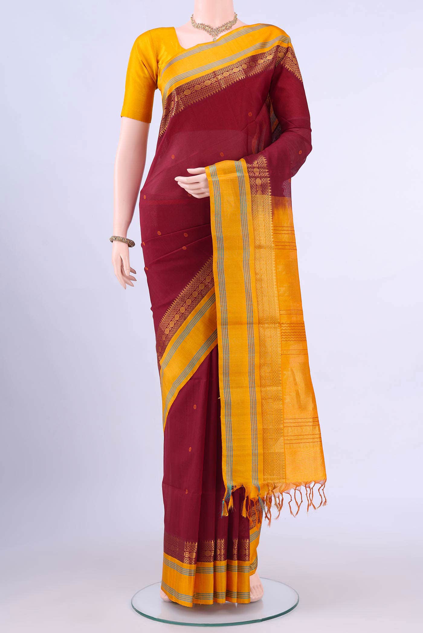 Maroon Silk Cotton Saree