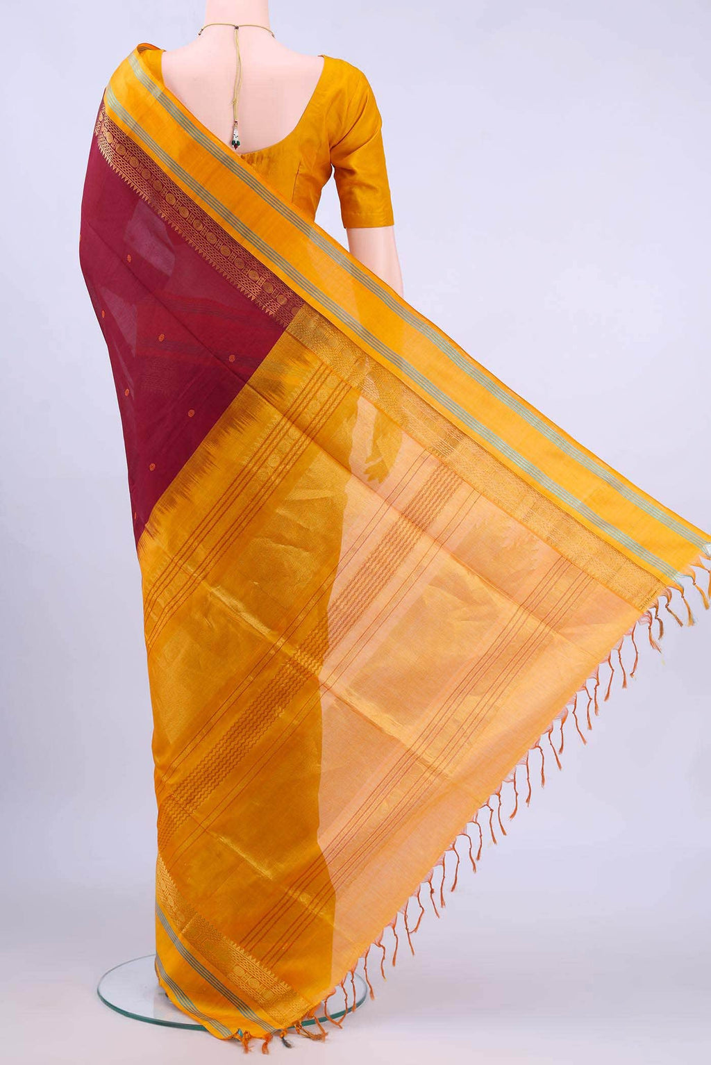 Maroon Silk Cotton Saree