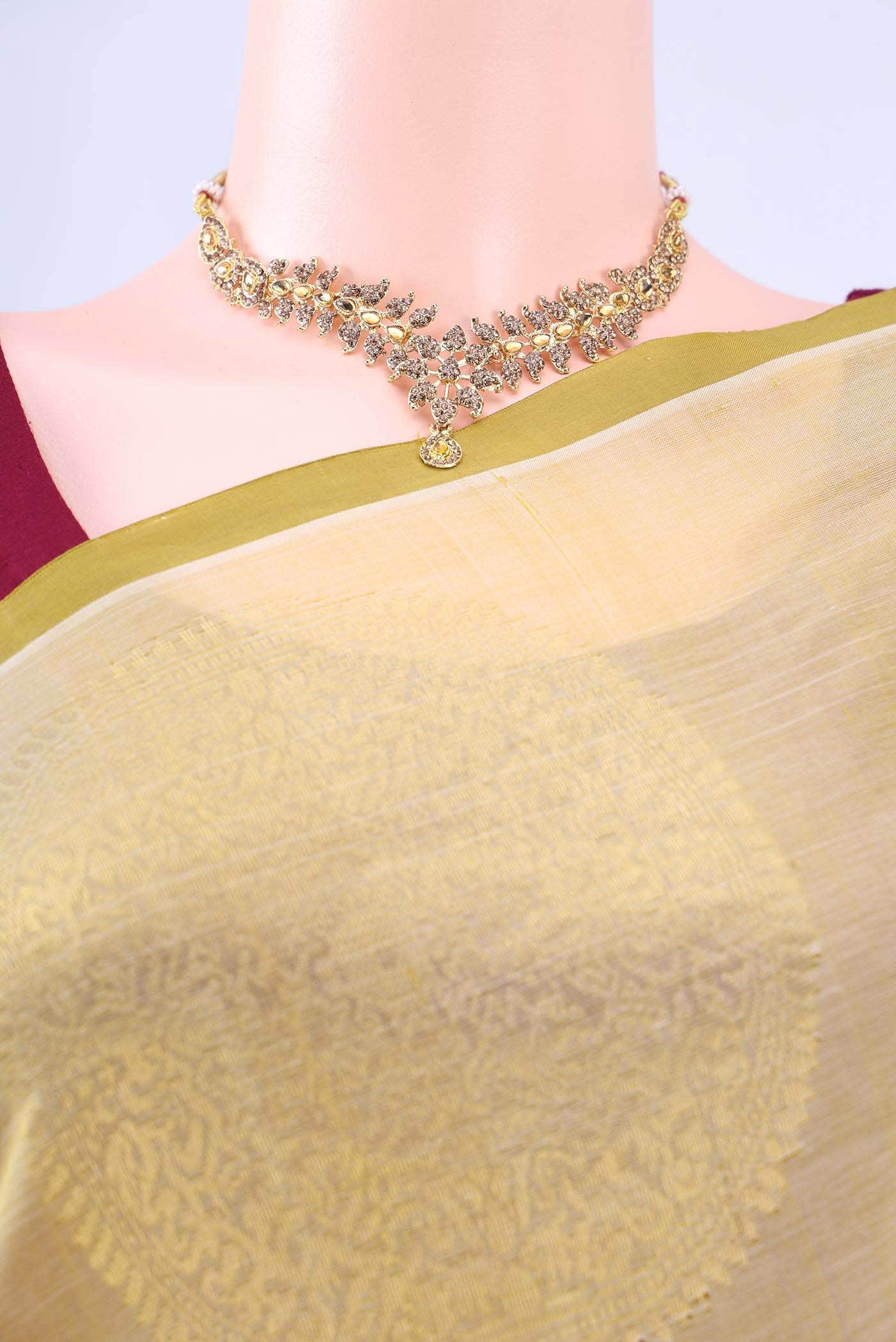Beige Silk Cotton Saree