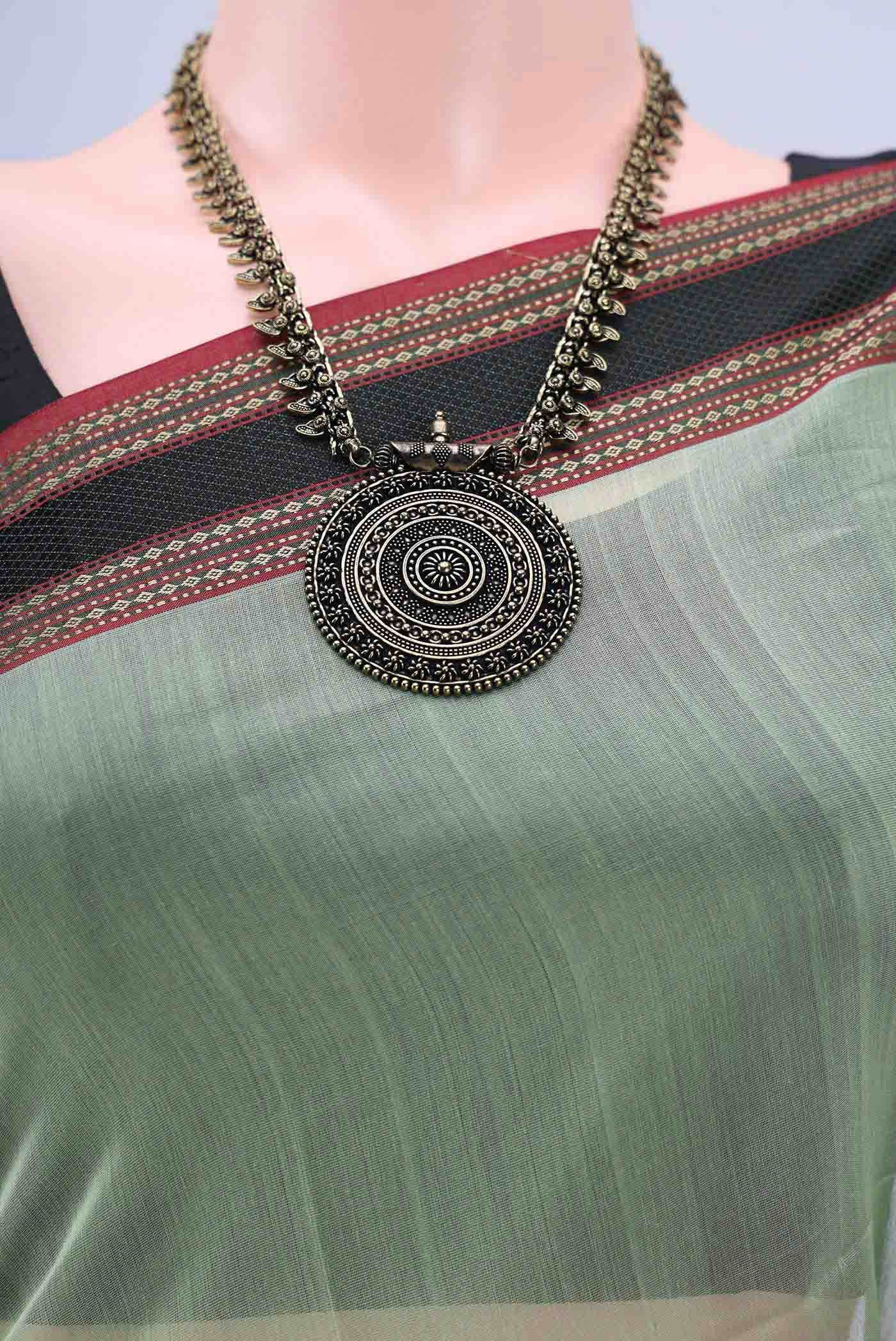 Pista Green Maheshwari Silk Saree