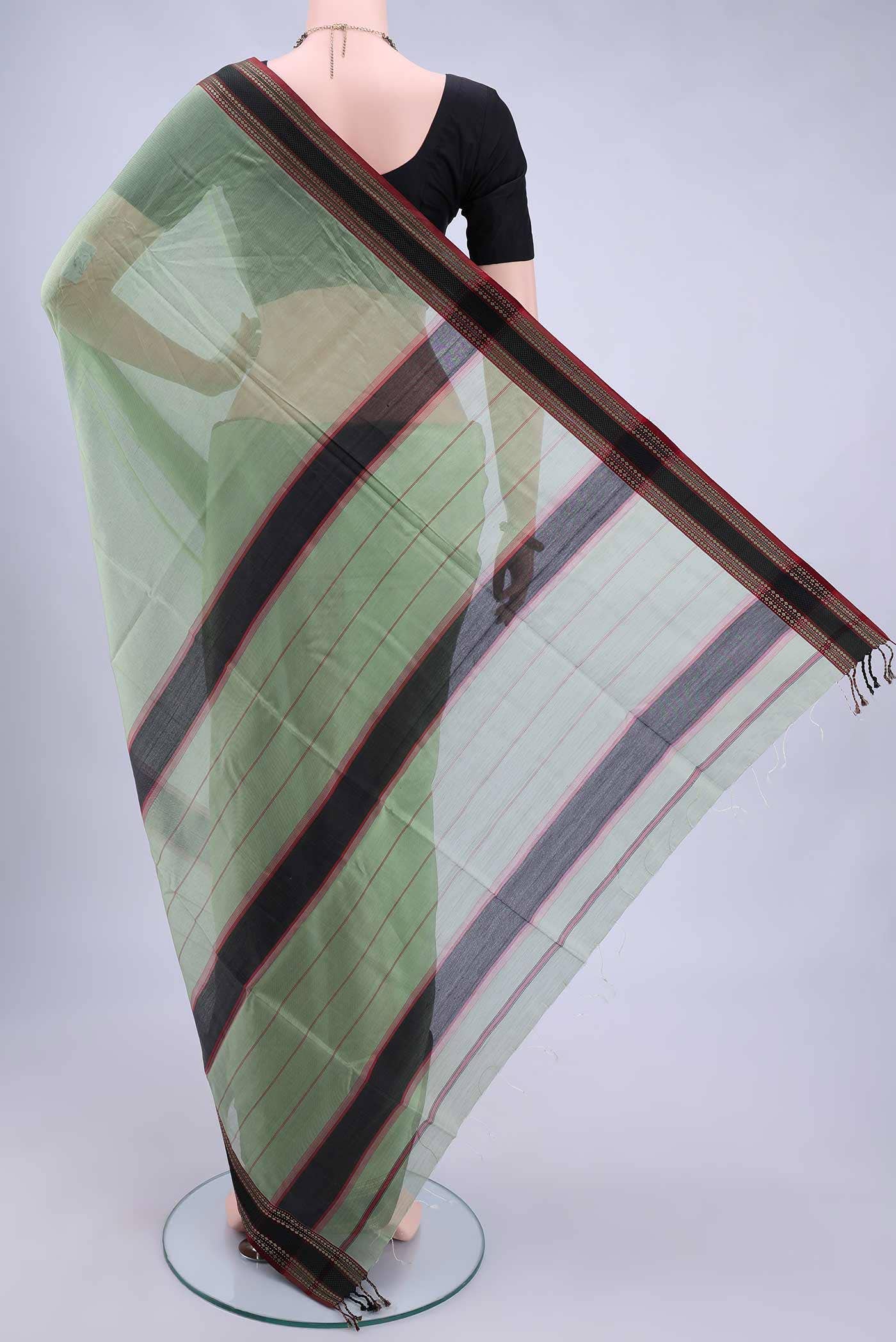 Pista Green Maheshwari Silk Saree