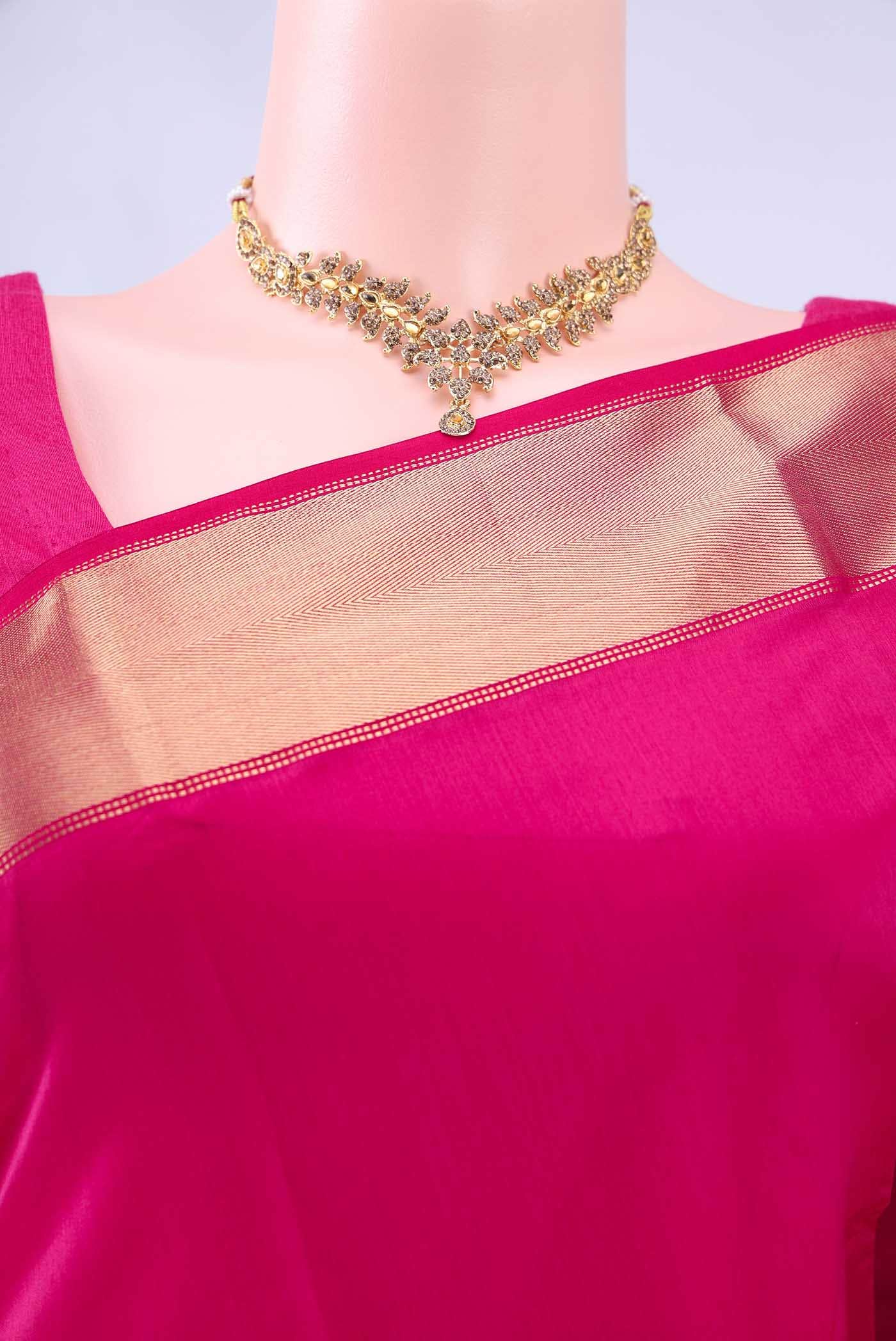 Rani Pink Maheshwari Silk Cotton Saree