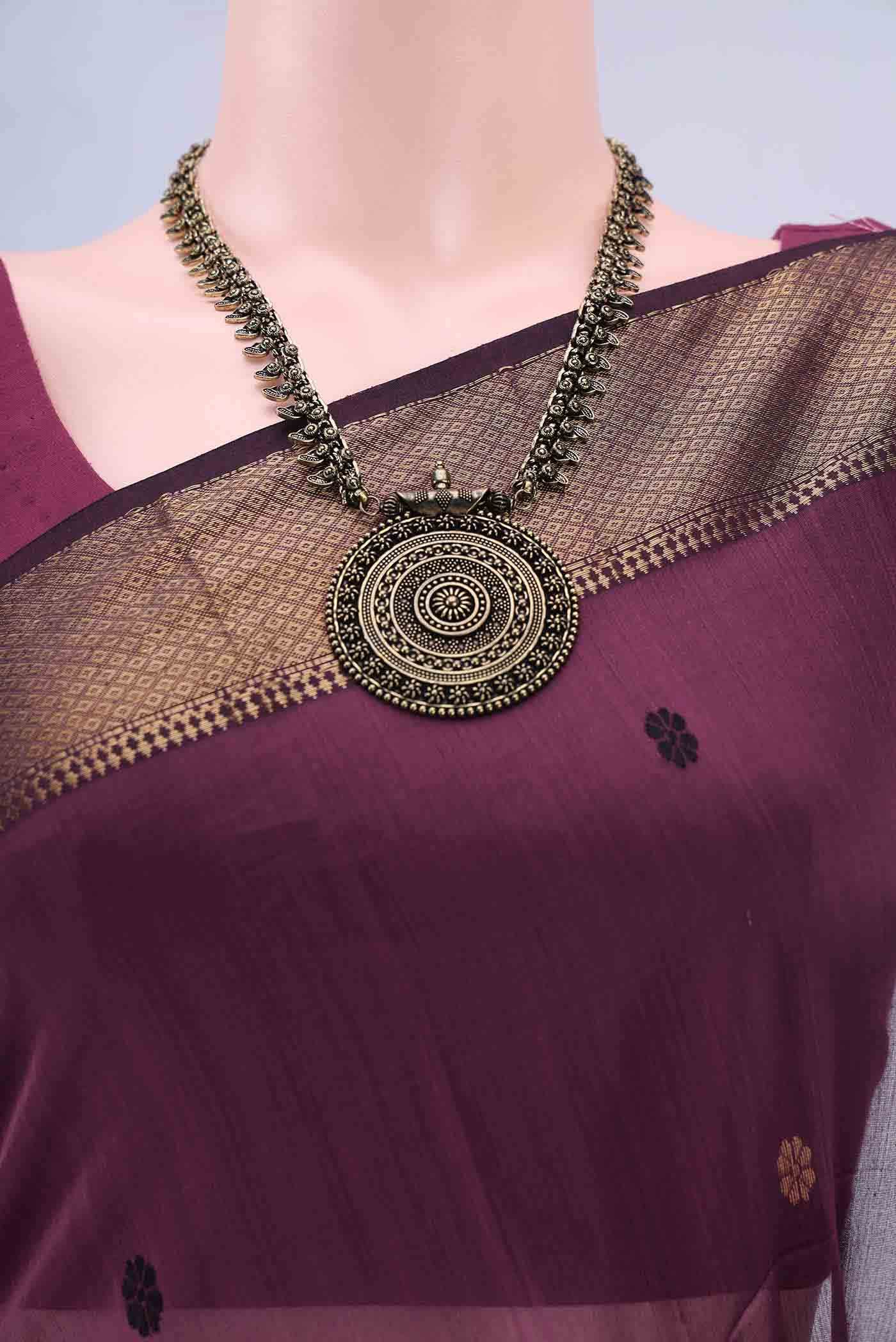 Burgundy Maheshwari Silk Saree