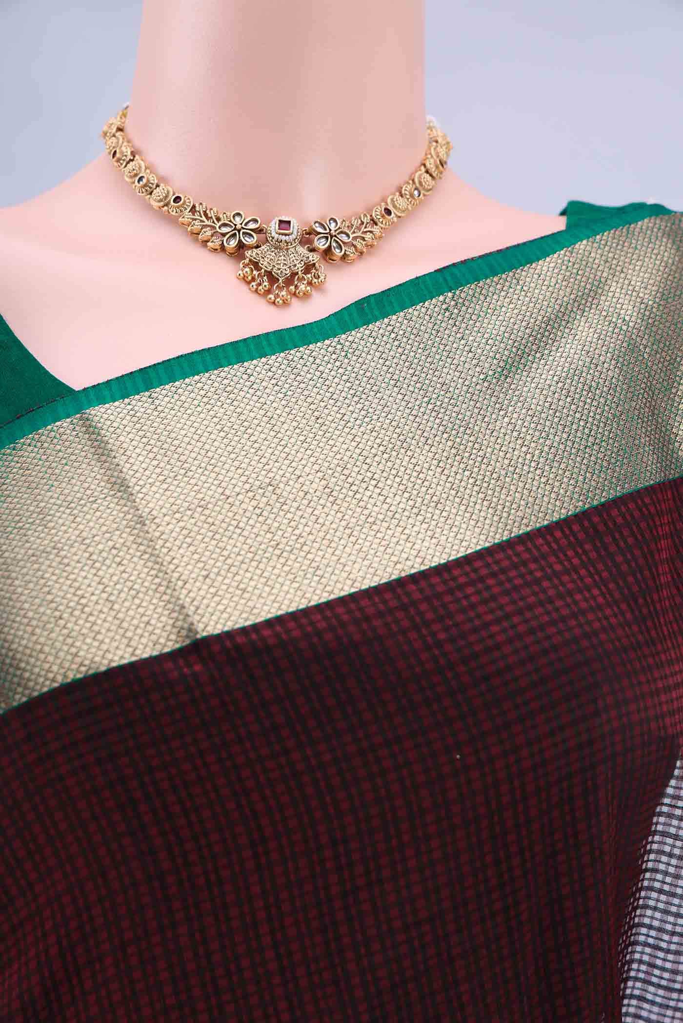 Maroon Maheshwari Silk Cotton Saree
