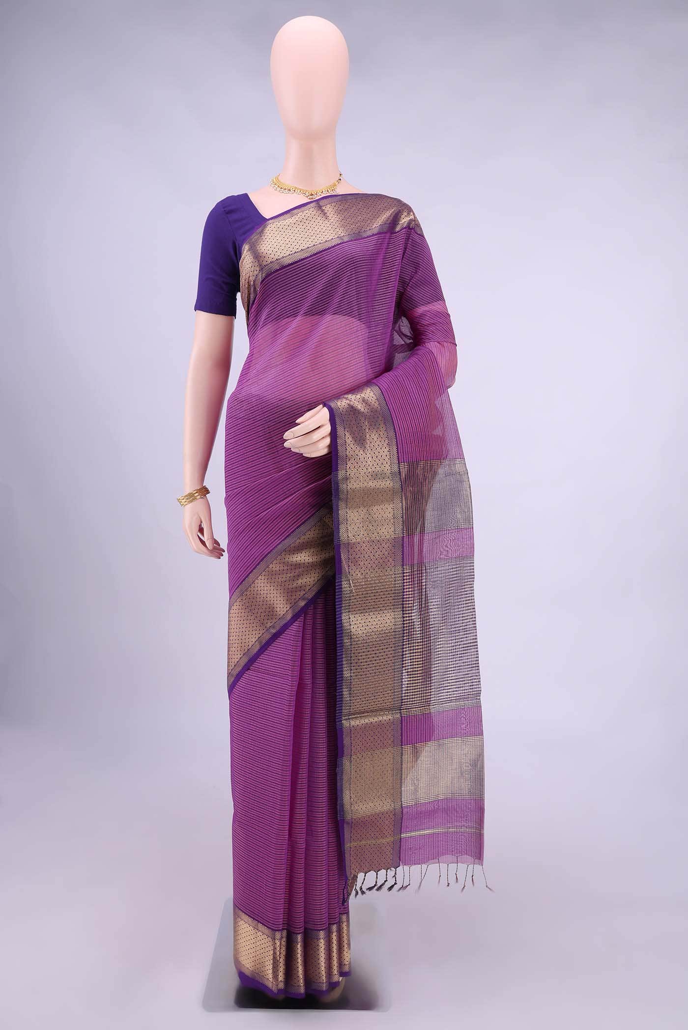 Purple Maheshwari Silk Saree