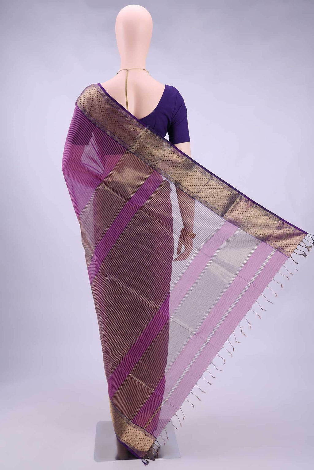 Purple Maheshwari Silk Saree