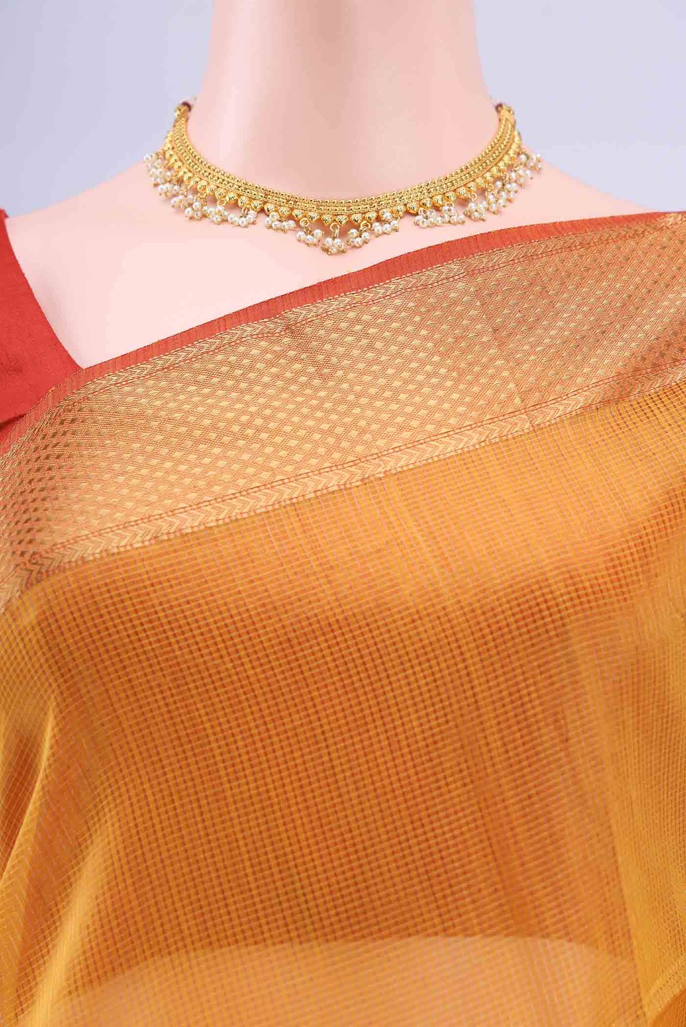 Mustard Maheshwari Silk Saree