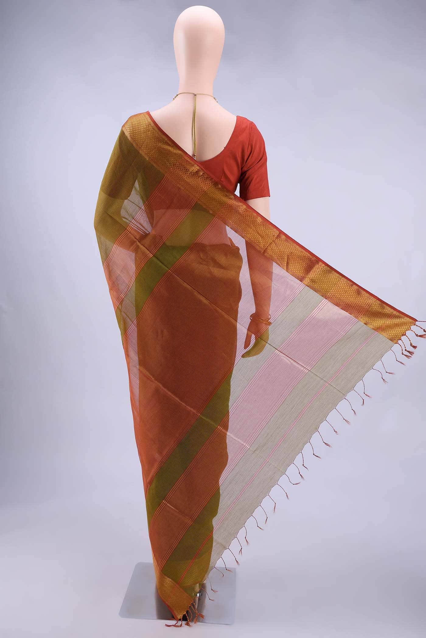 Mehandi Green Maheshwari Silk Cotton Saree