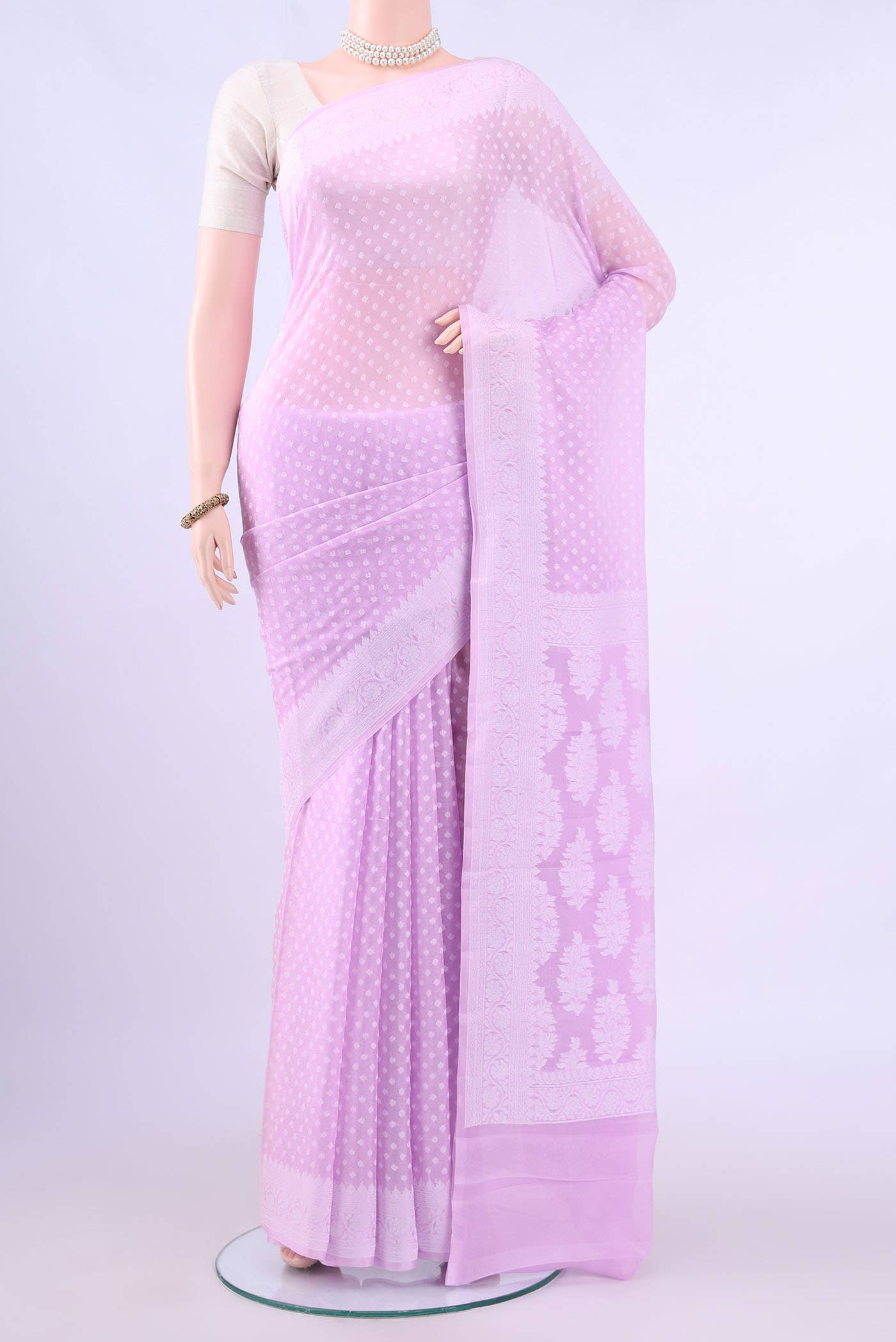 Lilac Banarasi Georgette Saree