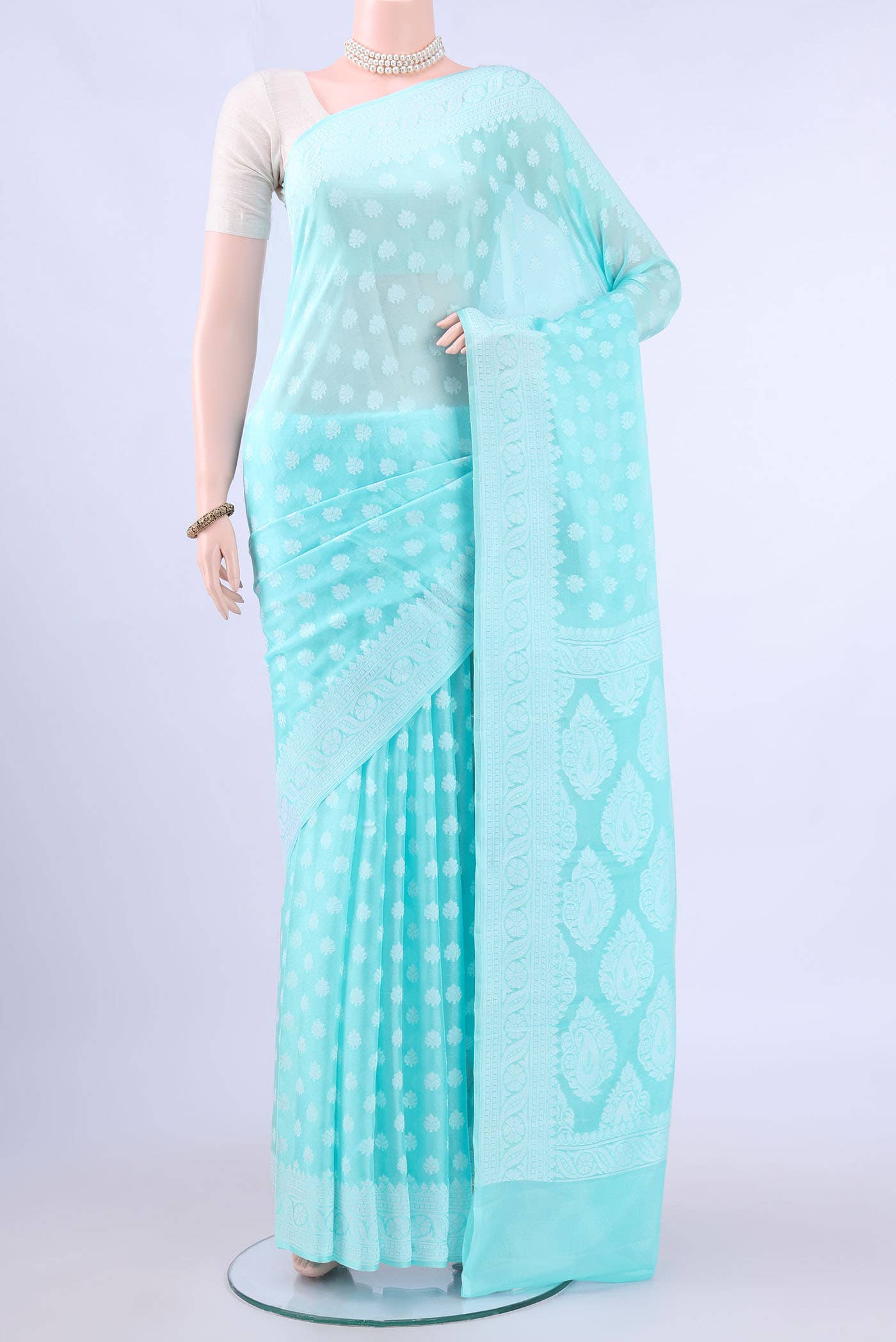 Sky Blue Banarasi Georgette Saree